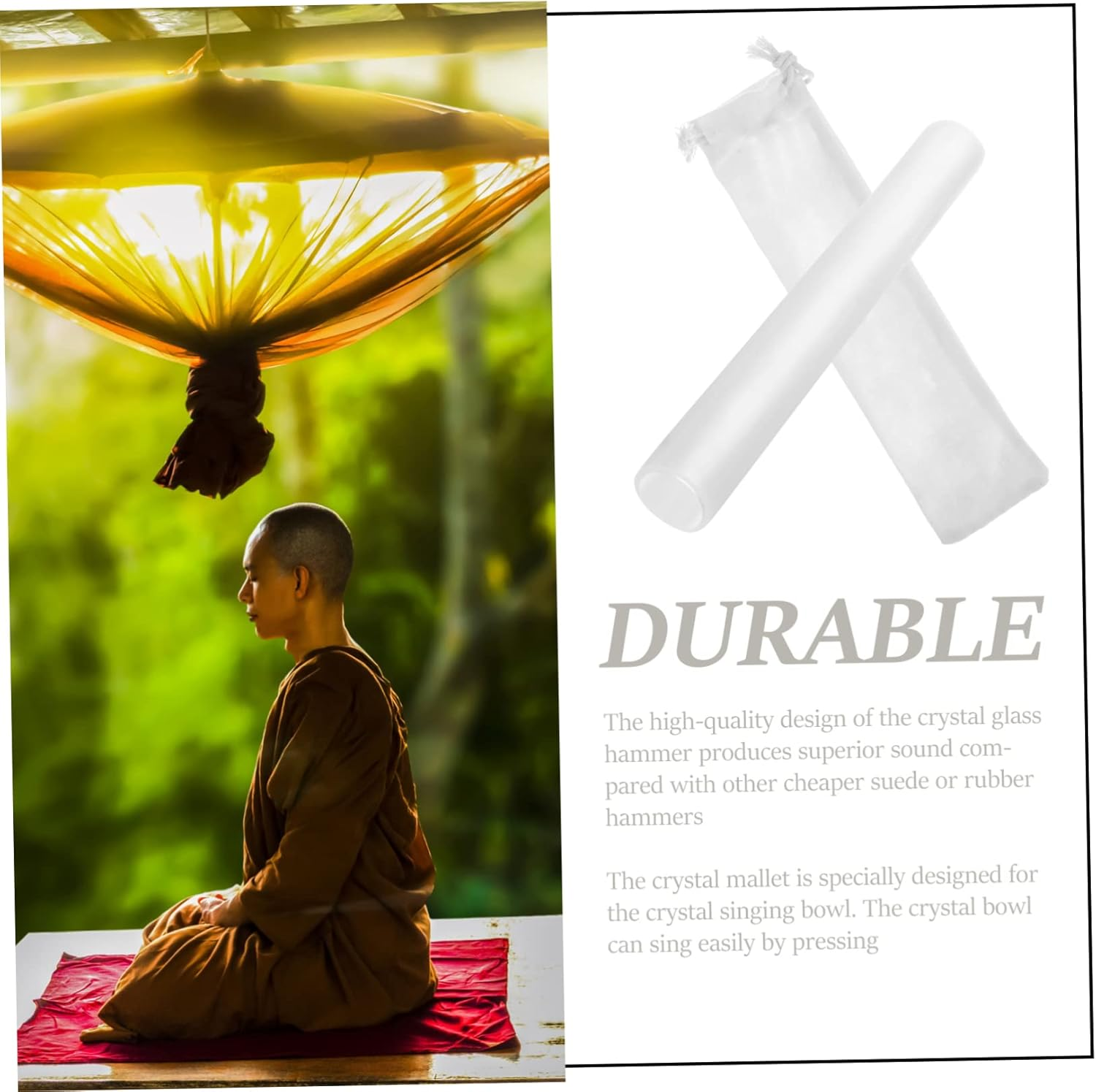 Totority Silicone 2Pcs Crystal Bowl Acrylic Singing Bowl Striker Acrylic Knocking Stick Sound Bar Healing Bowl Mallet Sound Bowl Accessory Singing Bowl Mallets Singing Bowl Parts Component image number 4