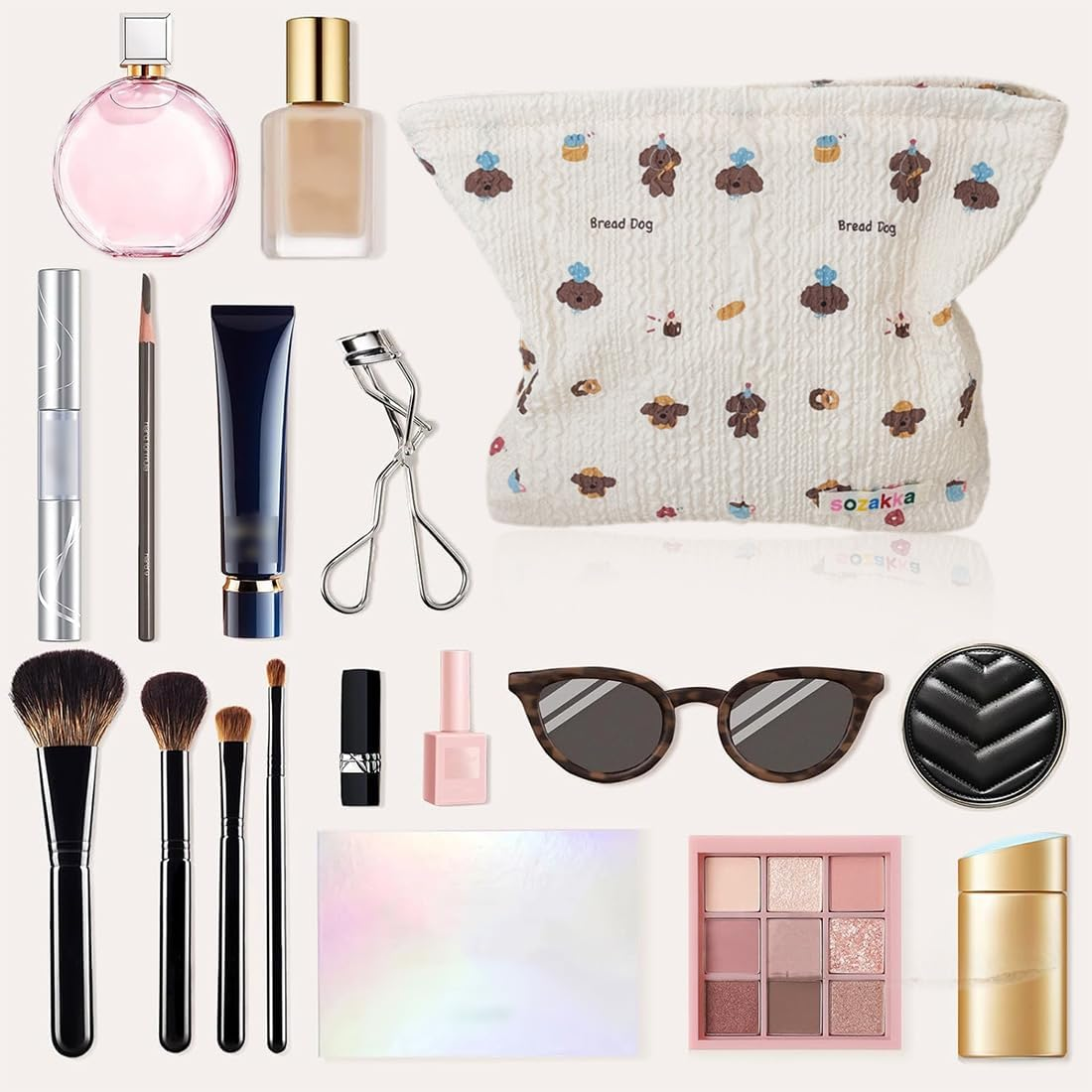 CATOR Cosmetic Bag Women'S Small Make up Bag Makeup Bag Toiletry Bag Travel with Zip for Women Girls (Dog Model)