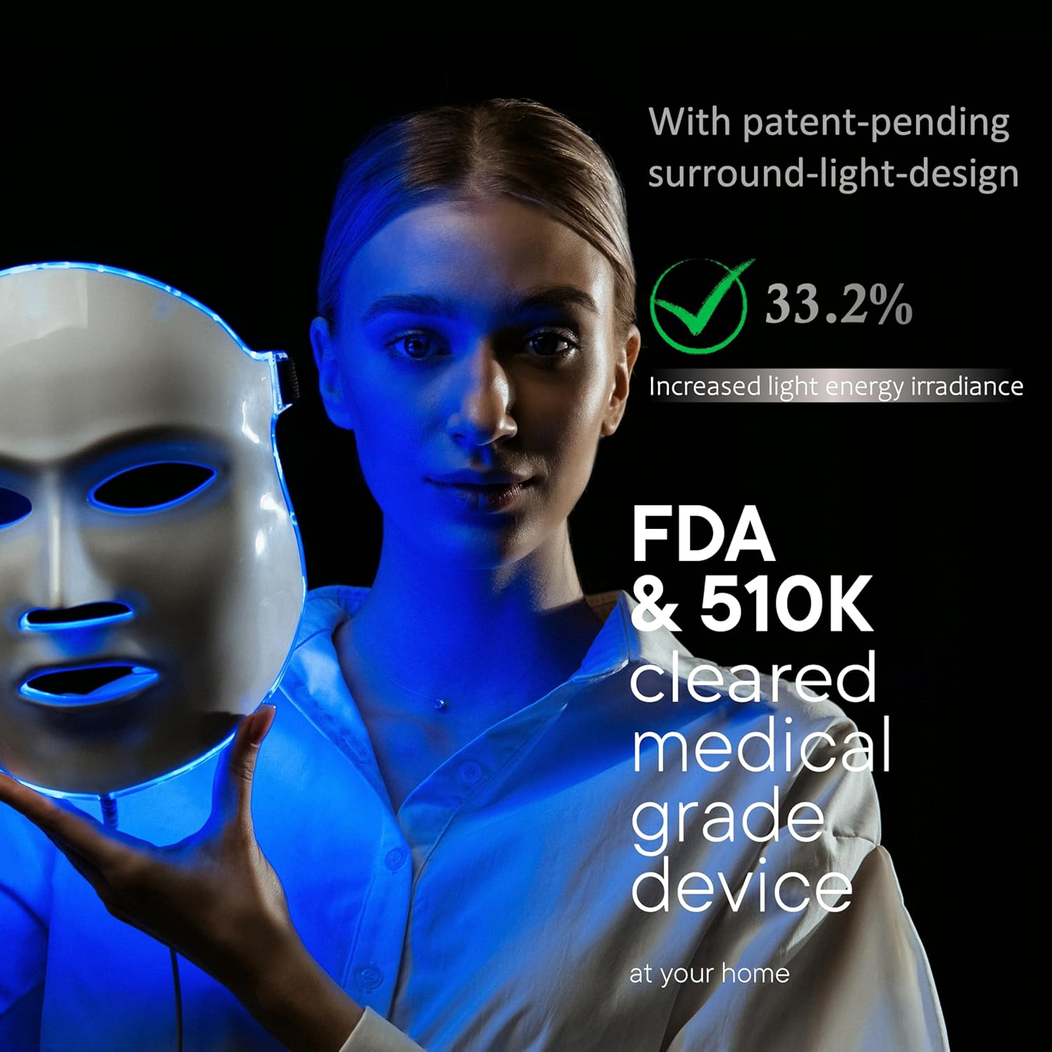 Aphrona FDA Cleared LED Facial Skin Care Mask MOONLIGHT PRO 7 Color Treatment Photon Mask (White) image number 3