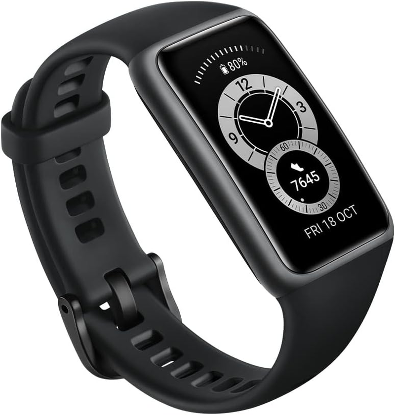 HUAWEI Band 6 - All-Day Spo2 Monitoring, 1.47" Fullview Display, 2-Week Battery Life, Fast Charging, Heart Rate Monitoring, Sleep Tracking, 96 Workout Modes, Message Reminder - Graphite Black image number 2