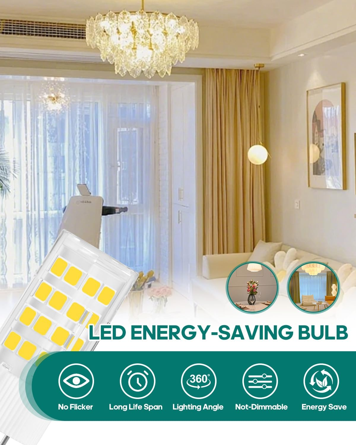 KUNKA GY5.3 LED Bulb Bi-Pin Base Light Bulb, DC/AC12V-24V Low Voltage Bulbs, G5.3 12V LED Light Bulb, Landscape Bedroom Nursery (Warm White 3000K, Set of 2) image number 5