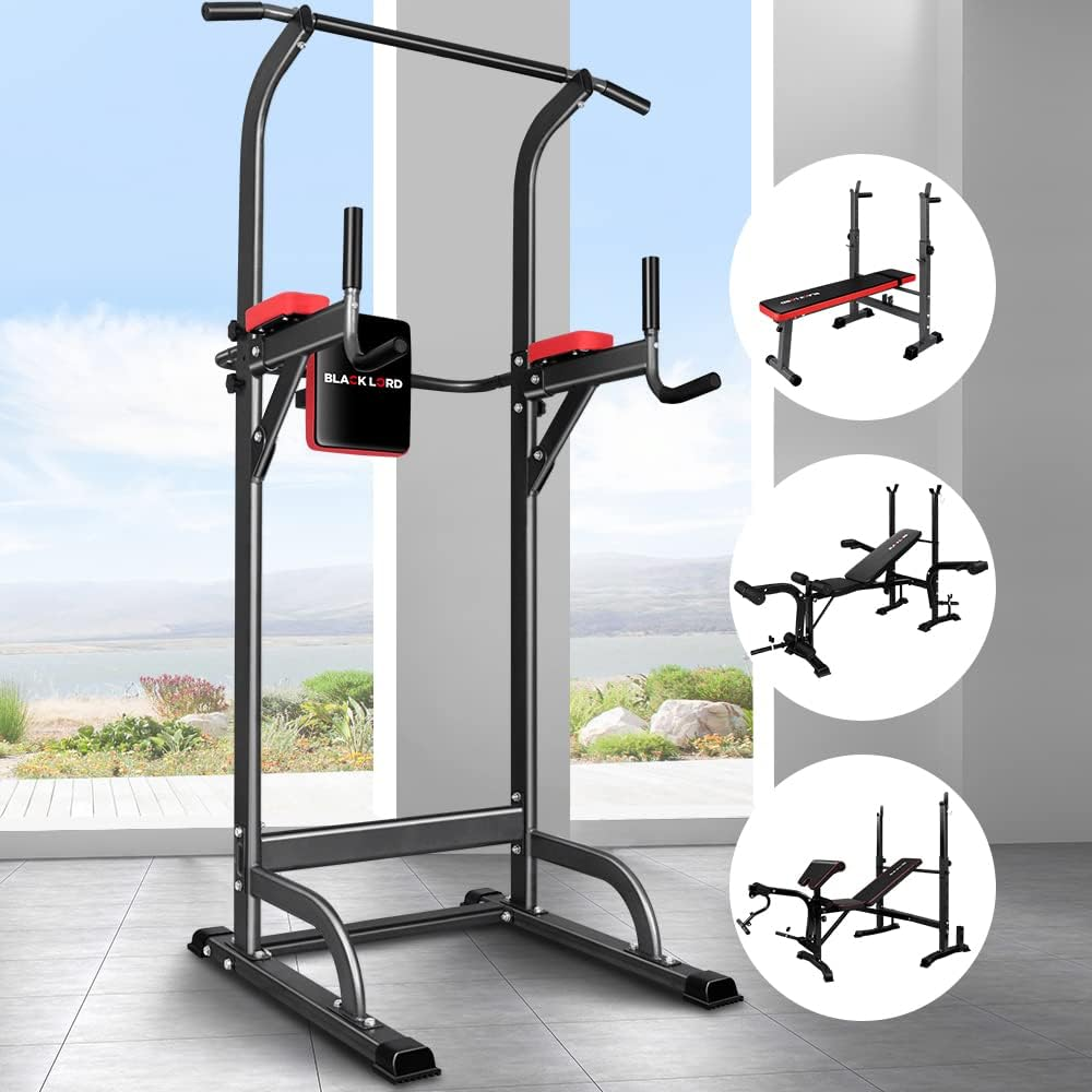 BLACK LORD 5-In-1 Chin-Up Power Tower Height Adjustable Pull-Up Bar Dip Station Home Gym Workout Fitness Equipment image number 4