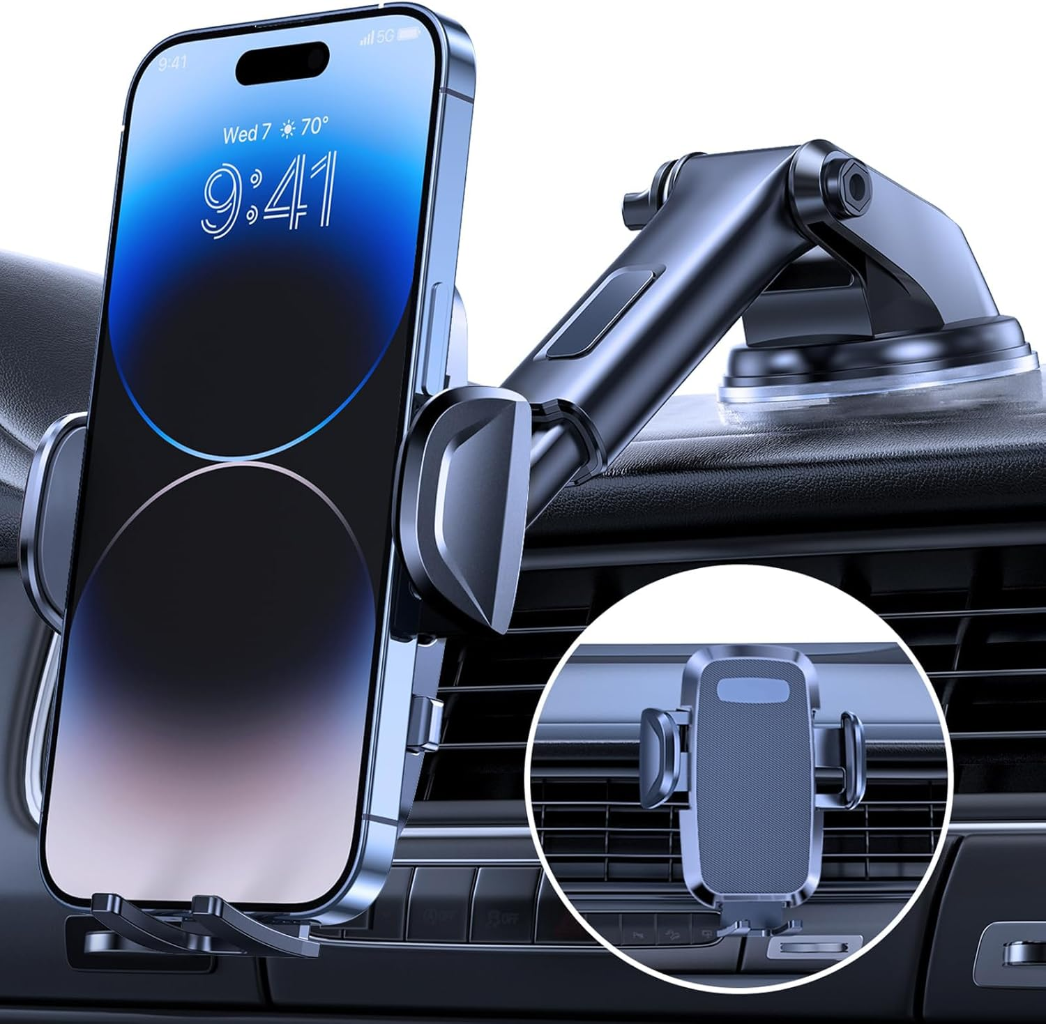 Phone Holder Car Mount for Iphone [Powerful Suction] Phone Mount for Car Dashboard Windshield Air Vent Universal Accessories Automobile Phone Holder for Iphone 15 Pro Max 14 13 XR XS for Samsung image number 6