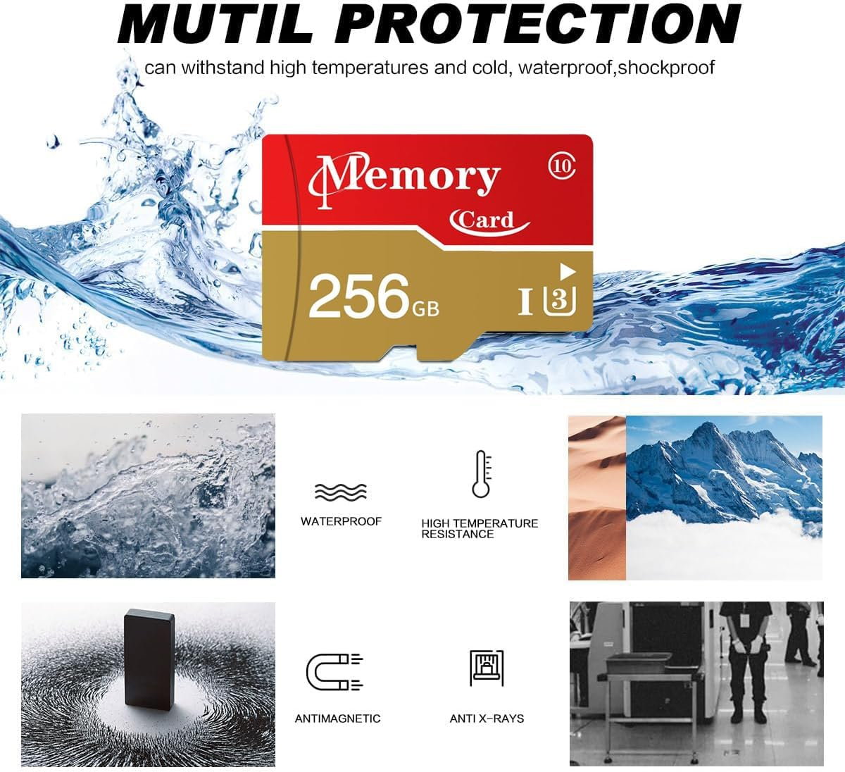 2 Pack Micro Card 256GB TF Card C10/UHS-I/A1 Transflash Card for Camera, Smartphone, Tablet, Drone with 2 Adapter image number 4