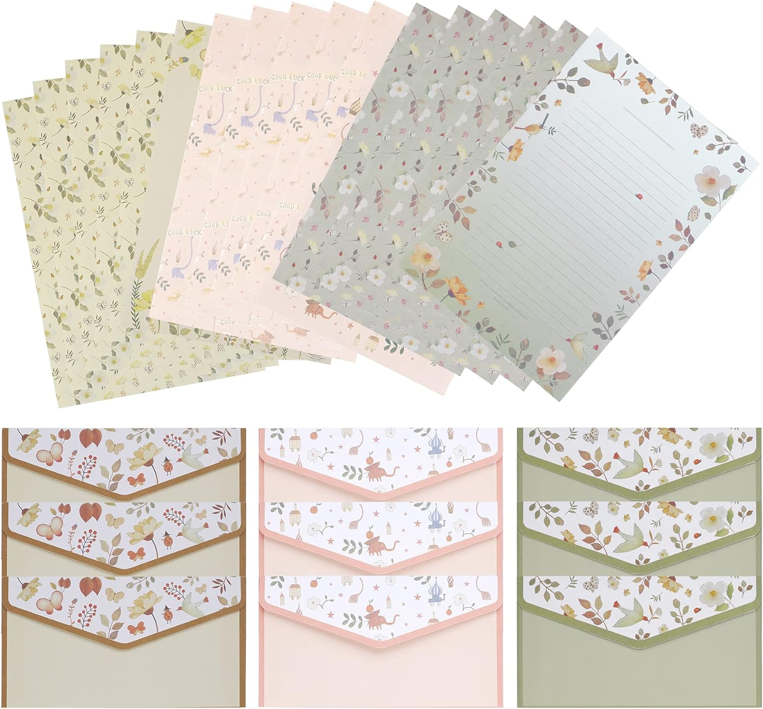Stationery Writing Paper and Envelopes Set Cute Vintage Floral Letter Writing Paper for Women（18 Sheets +9 Envelopes） image number 5