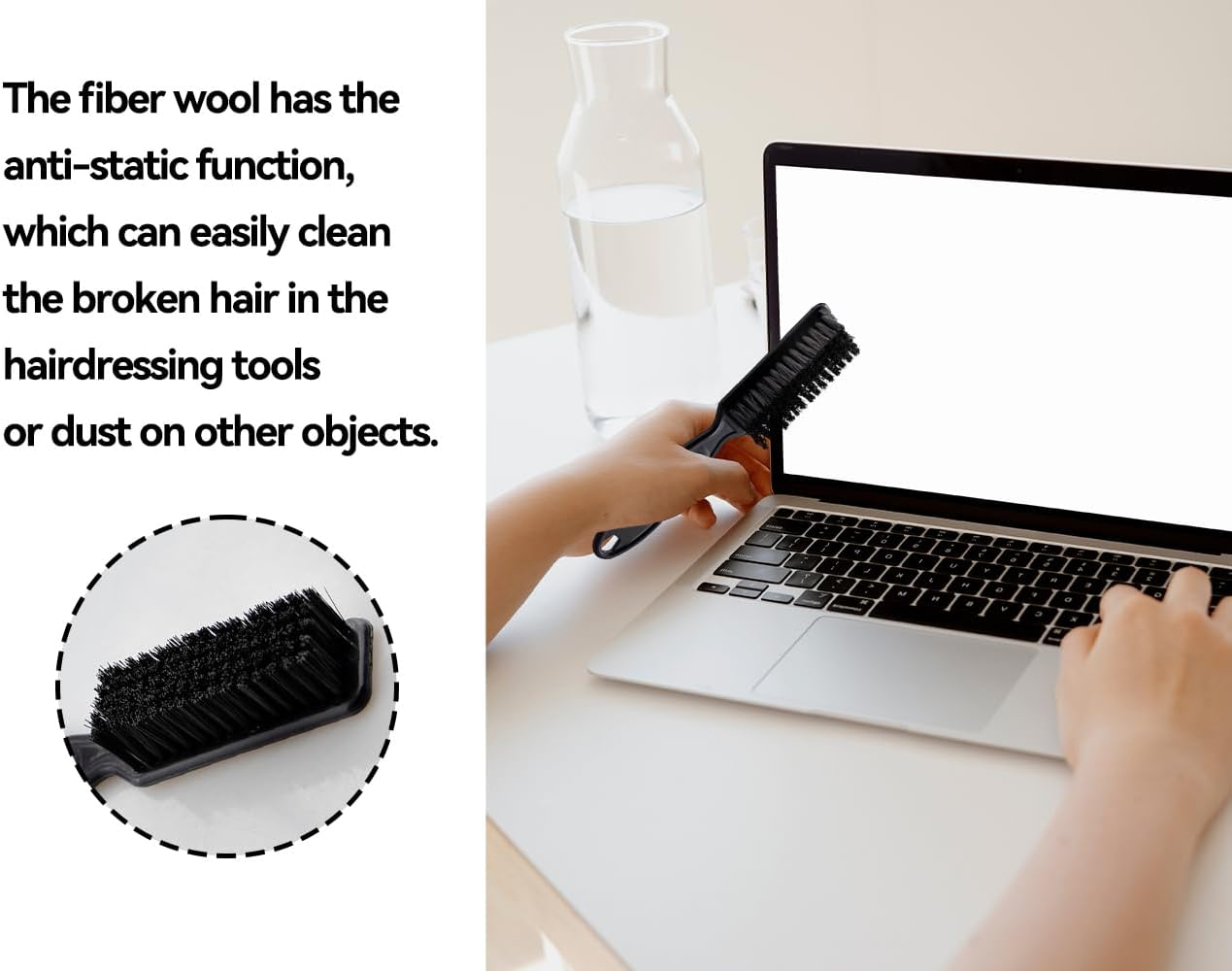 KAPSING Pack of 3 Black Sleek Bun Brush Hairdressing Accessories Brush for Sleek Braid Barber Brush Nylon Brush Nail Brush image number 4