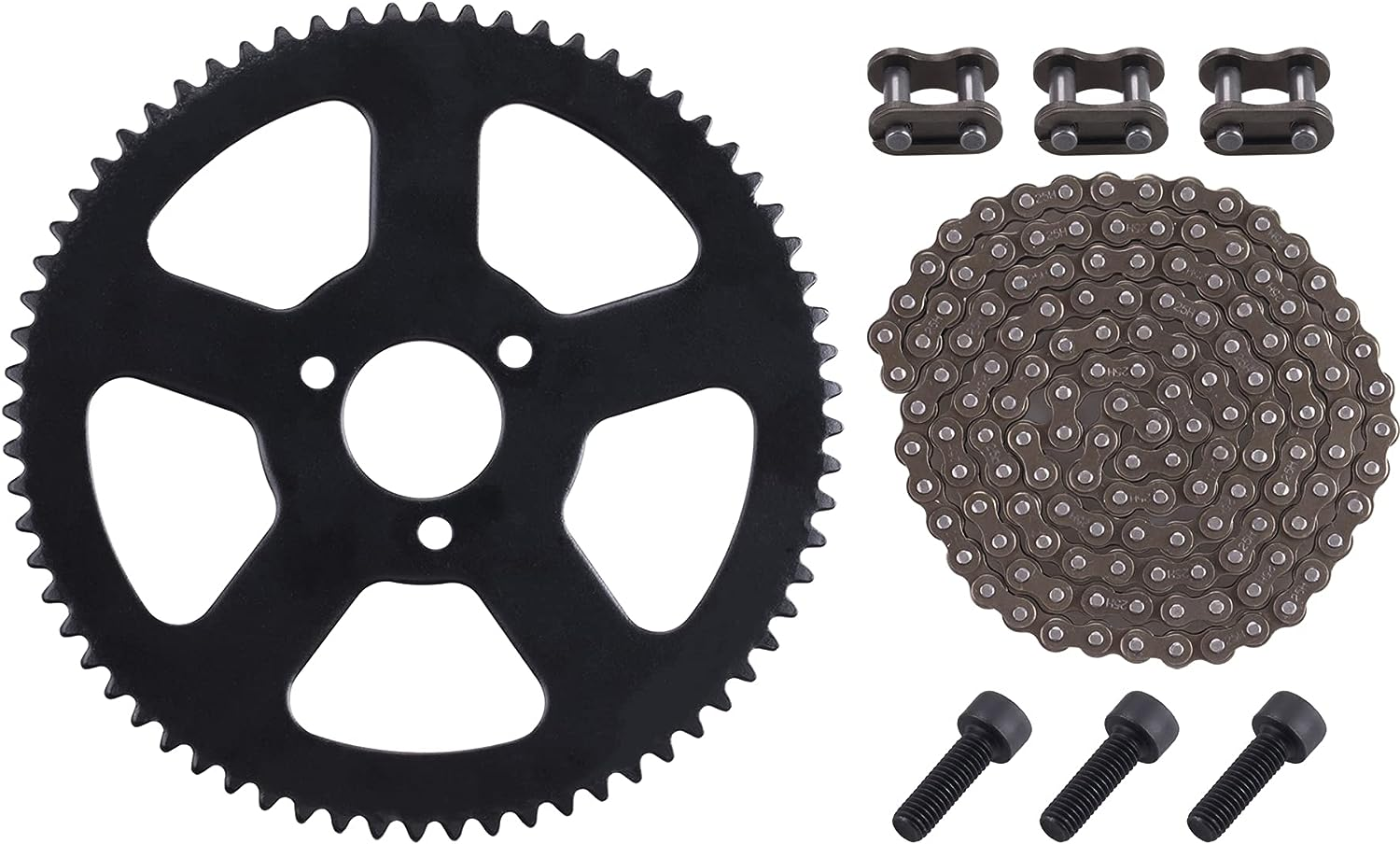 25H 136Links Chain + 68T 68 Tooth Rear Sprocket,Fit for 49CC Mini Small Sports Car Pocket Bike 2 Stroke Off-Road Motorcycle Chain Pinion Chain Drive Gear image number 4