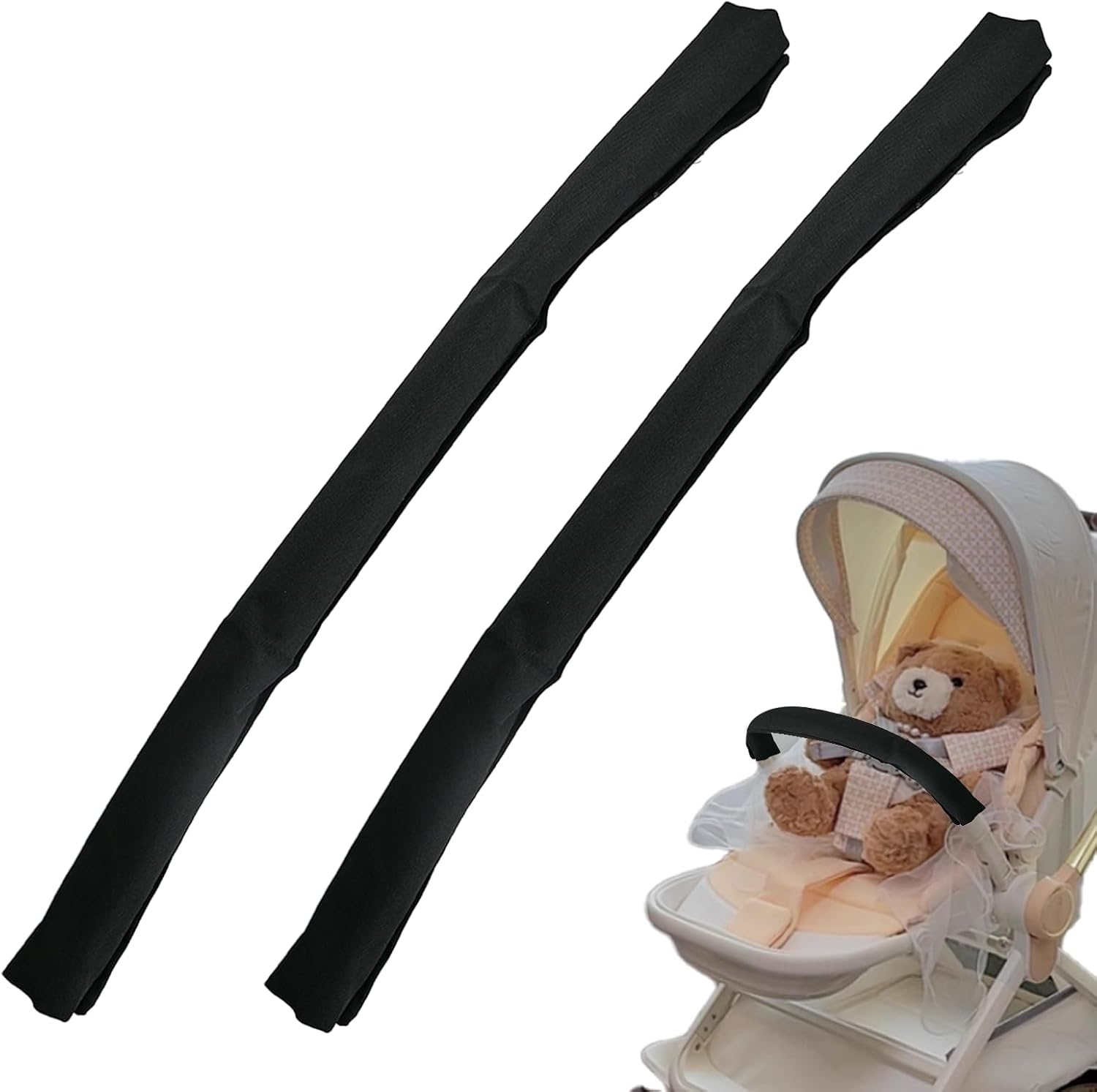 2PCS Stroller Bumper Bar Cover,Pushchair Armrest Handle Protector Cover,Handlebar Cover Replacement Pram Bumper Dustproof Handle Gloves
