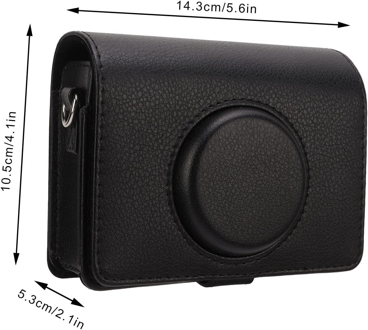 Protective Case for Fuji Inst Mini Evo Camera, Instant Camera PU Leather Bag with Removable Adjustable Shoulder Strap, Camera Case for Mini Evo (Black) - Black image number 4