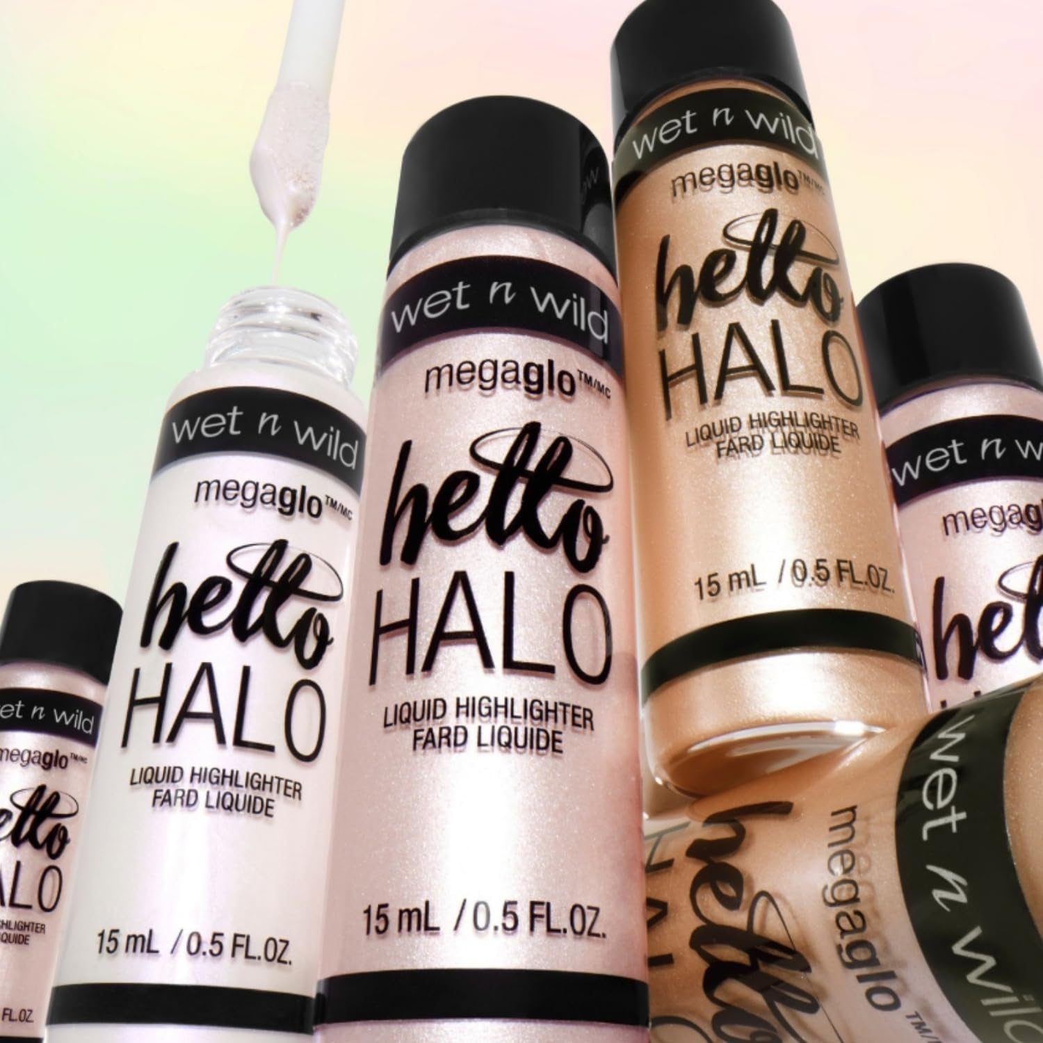 Wet N Wild Megaglo Hello Halo Liquid Highlighter Makeup, Shimmer, Rose Gold Halo, Goodbye image number 6