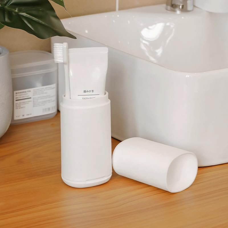 Travel Toothbrush Case, Portable Tooth Brush Holder and Toothpaste Cover Container with Mouthwash Cup, Compact Oral Clean Tools Organizer for Traveling/Camping/School/Home image number 1