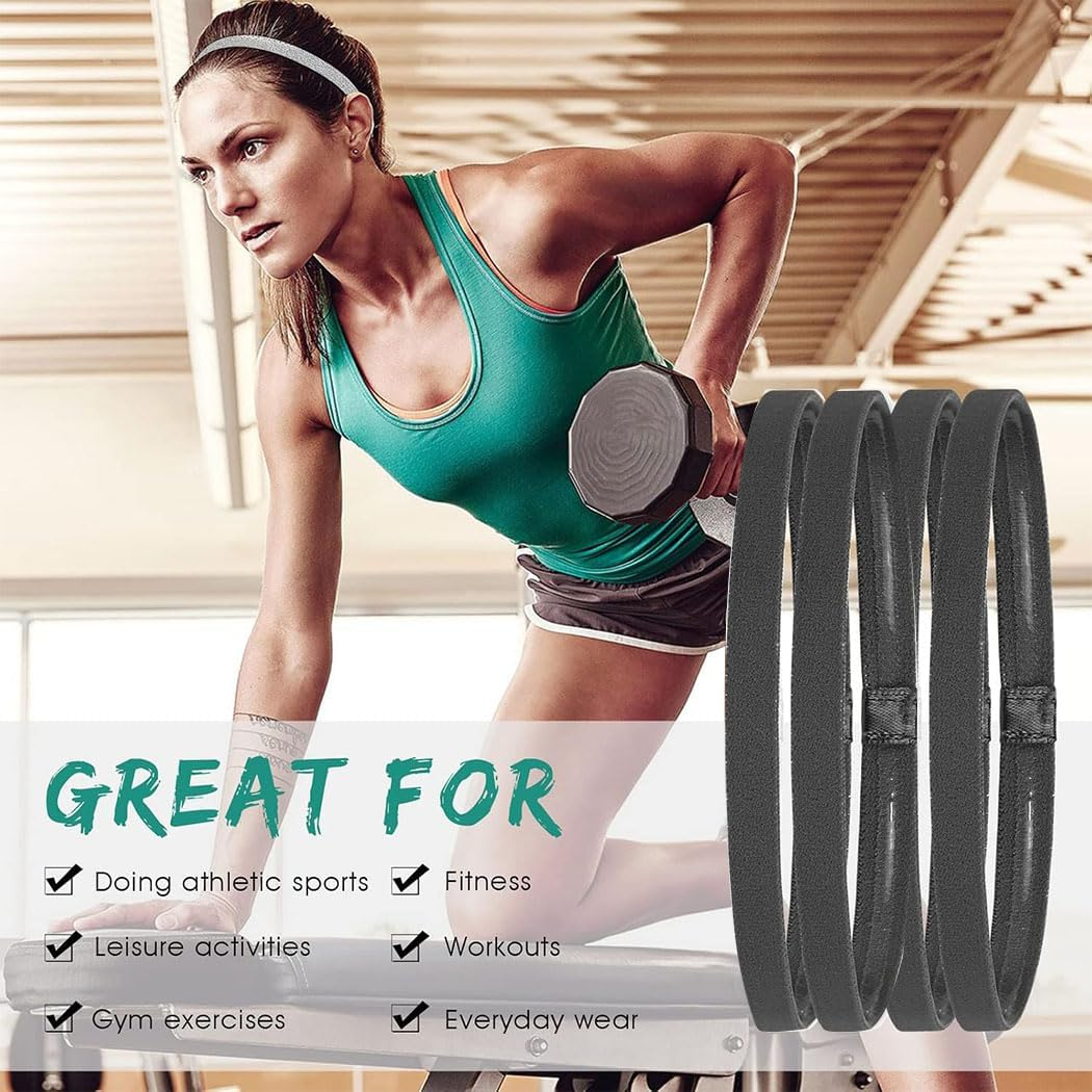 Aufondof 6 Pieces Thin Non-Slip Elastic Sport Headbands, Hair Bands Silicone Grip Exercise Hair Sweatbands for Men Women Football Basketball Soccer Tennis Yoga Outdoor image number 3
