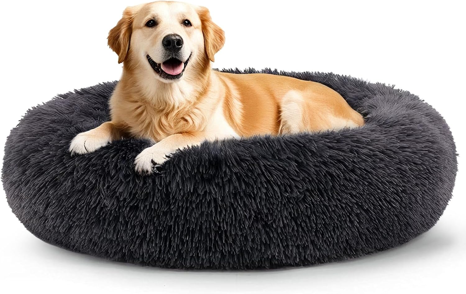 Spring Blossoms - Donut-Shaped Dog and Cat Bed, Non-Slip and Fluffy in Fur, Machine Washable (Fairy Pink, 70Cm)