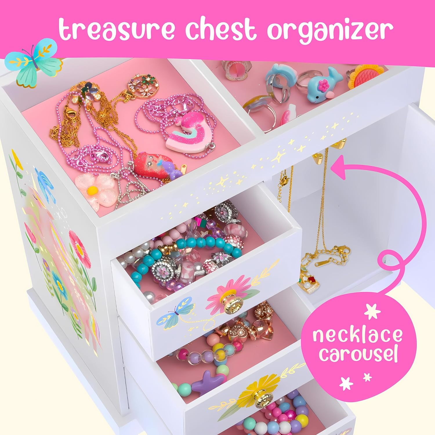 Musical Princess Jewellery Box for Girls - Kids Dancing Princess Music Box with Mirror, Fairytale Gifts for Little Girls, Jewellery Boxes, Childrens Birthday Gift, Ages 3-10 image number 3