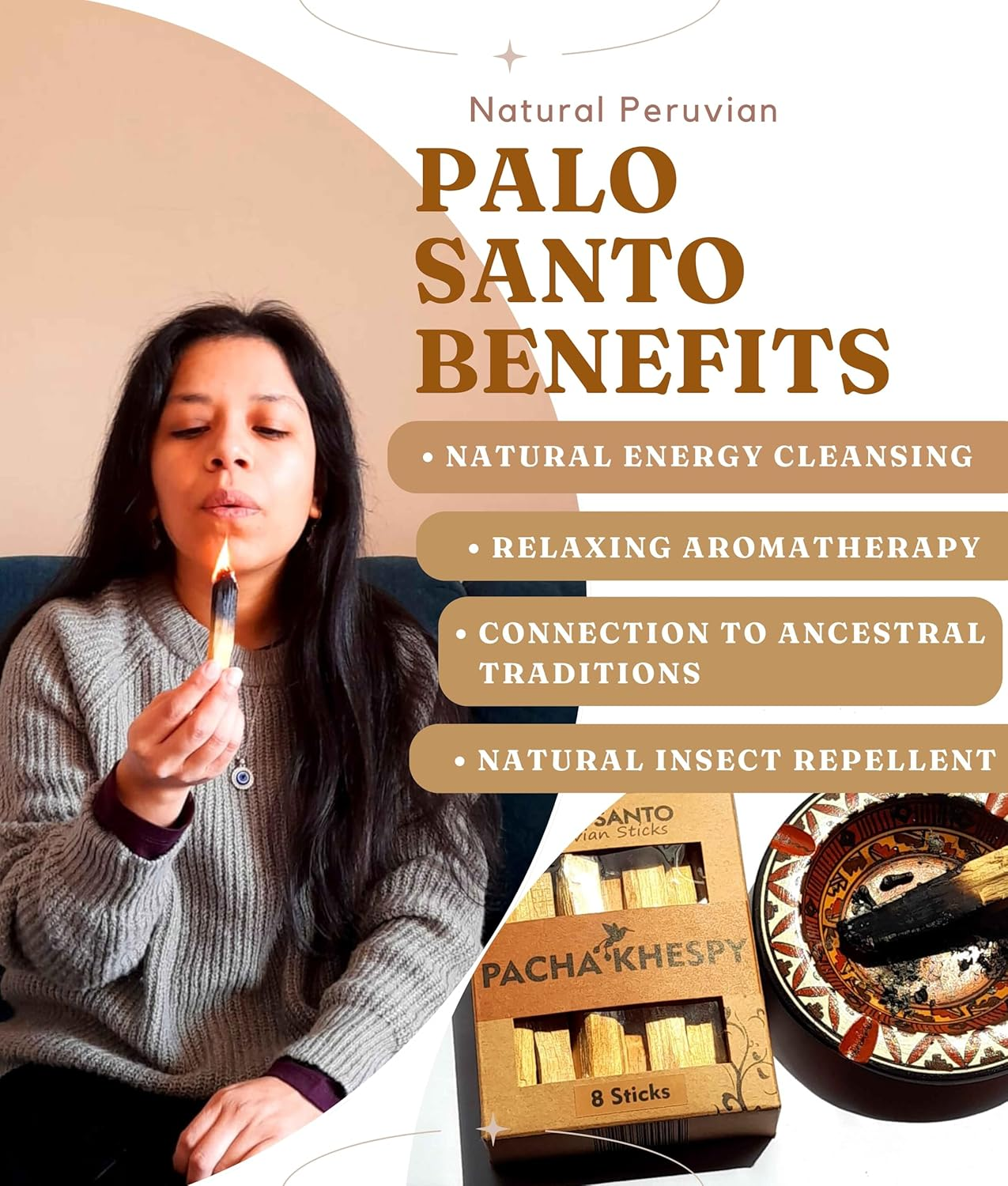 Palo Santo Sticks Authentic Smudging Peru - 8 Pack for Energy Cleansing, Aromatherapy, Meditation | 100% Natural, Ethically Sourced, Sustainable Holy Wood | Premium Quality, Purification image number 1