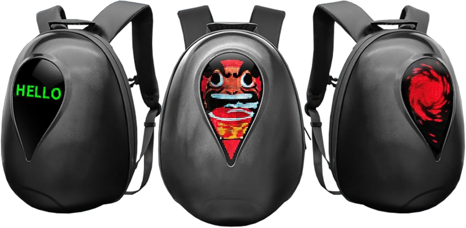 Two Shoulder Bag, LED Backpack Riding Backpack Motorcycle Helmet Hard Shell Waterproof image number 4
