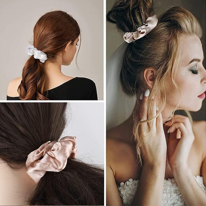 SHUNYUNG Satin Bridesmaid Scrunchies, 5Pcs (88 Count), Silk and Satin, All Hair Types image number 3