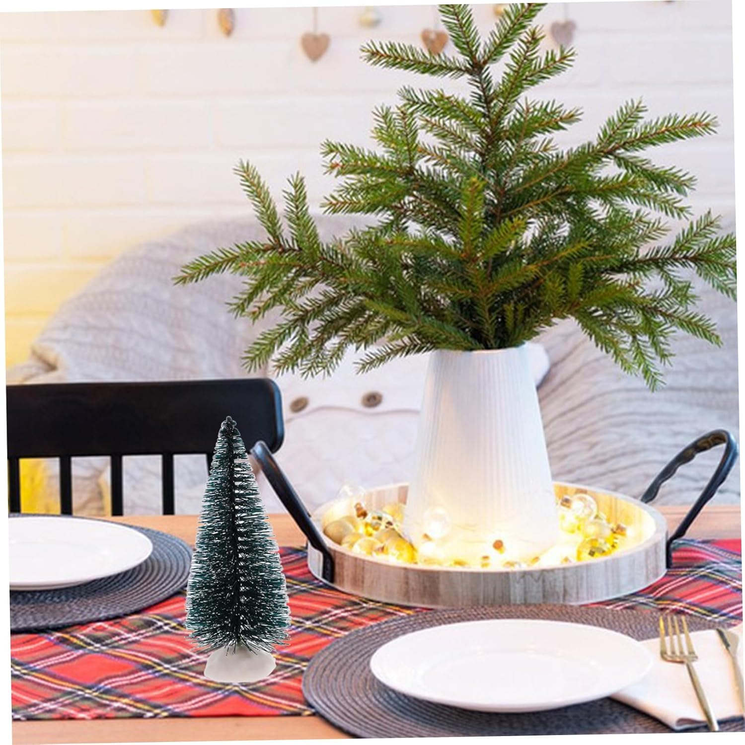 10Pcs Miniature Christmas Tree Ornaments Mini Christmas Tree Decoration for Desktop Favor and Indoor Festival Scene Decor image number 1