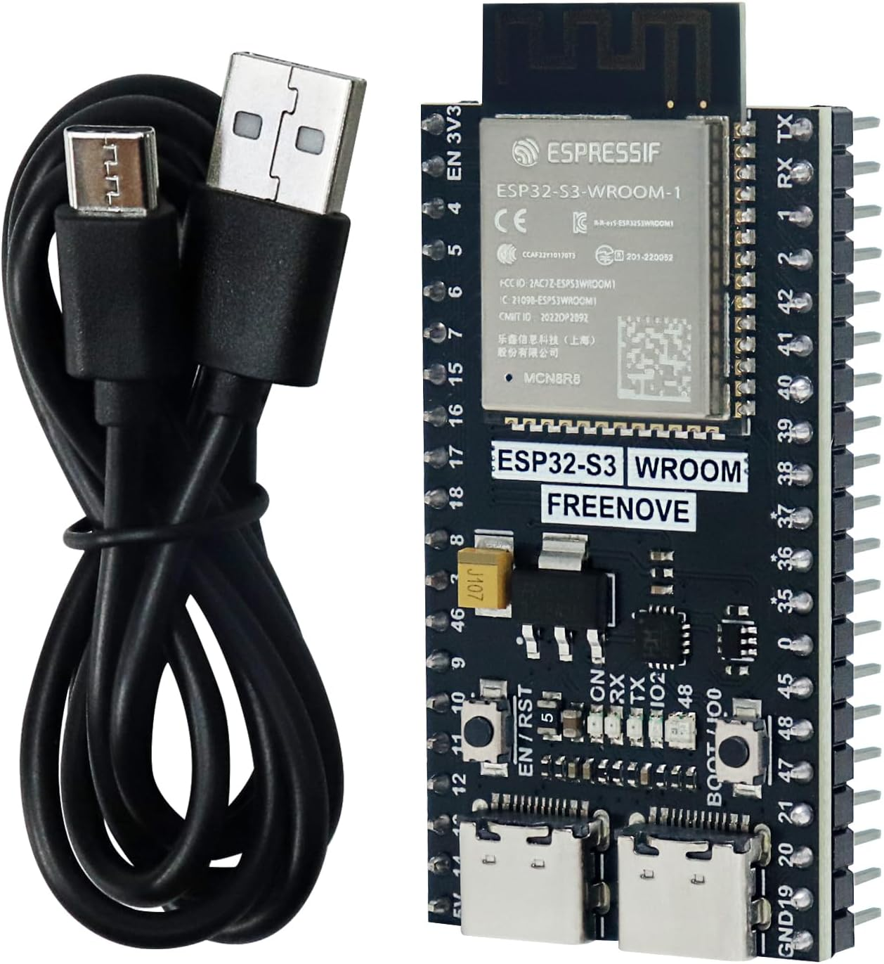 Freenove ESP32-S3-WROOM Board Lite, Dual-Core 32-Bit 240 Mhz Microcontroller, Onboard Wireless, Python C Code, Example Projects Tutorial