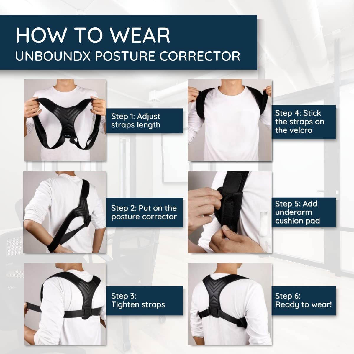 Posture Corrector-Back Brace for Men and Women | Fully Adjustable Straightener for Mid,Upper Spine Support- Neck,Shoulder,Clavicle and Back Pain Relief | Comfortable & Breathable Straps,Invisible (XS) image number 2