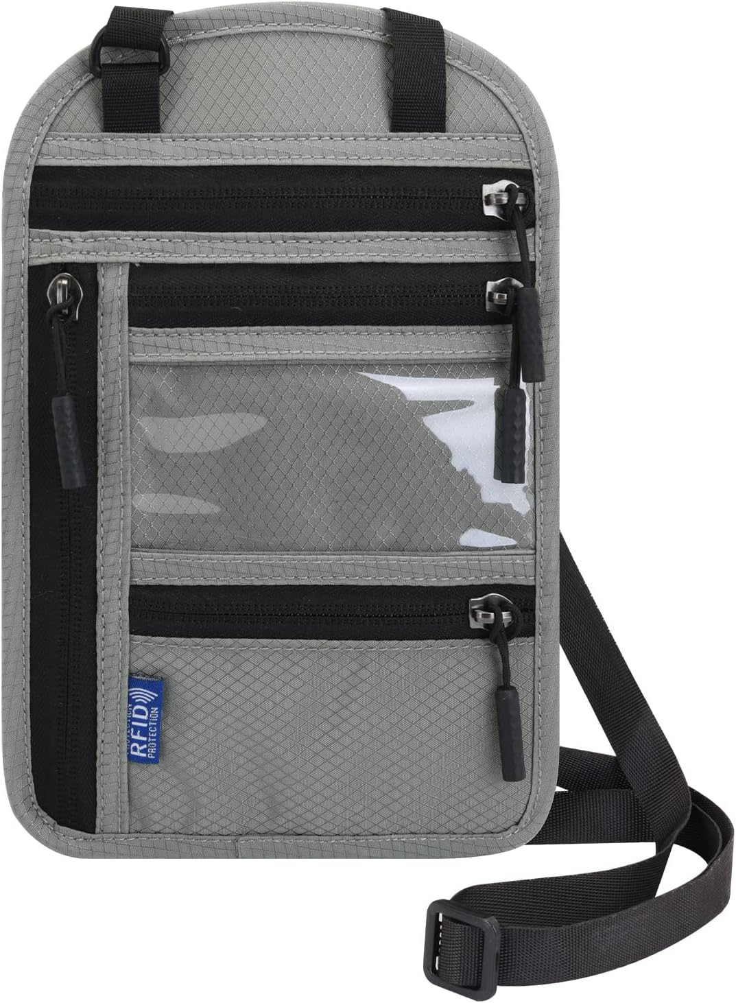 Surblue RFID Blocking Neck Wallet Travel Passport Holder Neck Pouch Vaccination Card Holder for Women and Men, Blue