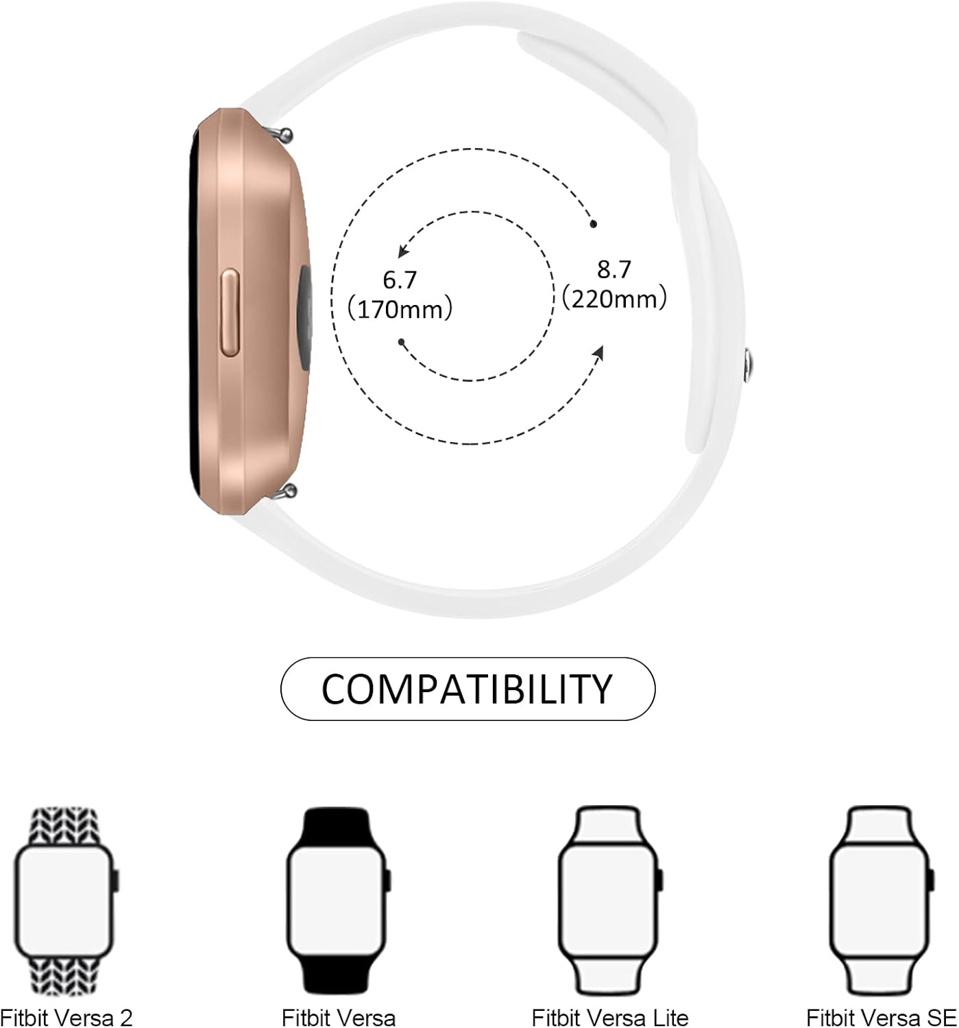 [4 Pack] Silicone Bands for Fitbit Versa 2 Bands, Fitbit Versa Band,Versa Lite/Se Band, Soft Adjustable Sport Replacement Wristbands Women/Men for Fitbit Versa 2 / Fitbit Versa/Versa Lite/Versa SE image number 1