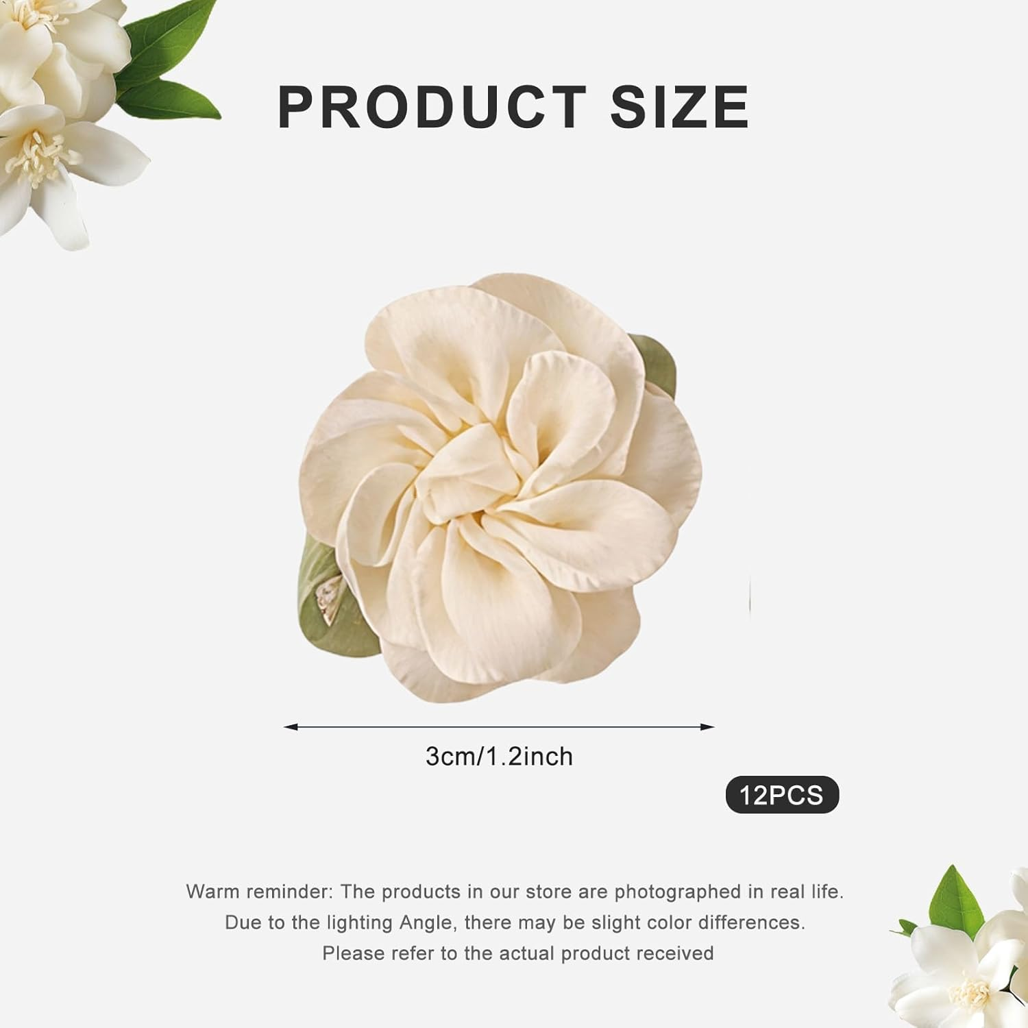 12 Pieces White Mini Rose Hair Clips Jasmine Flower Hair Clips Headdress Vintage Hair Pins for Party Wedding Daily Wear image number 2