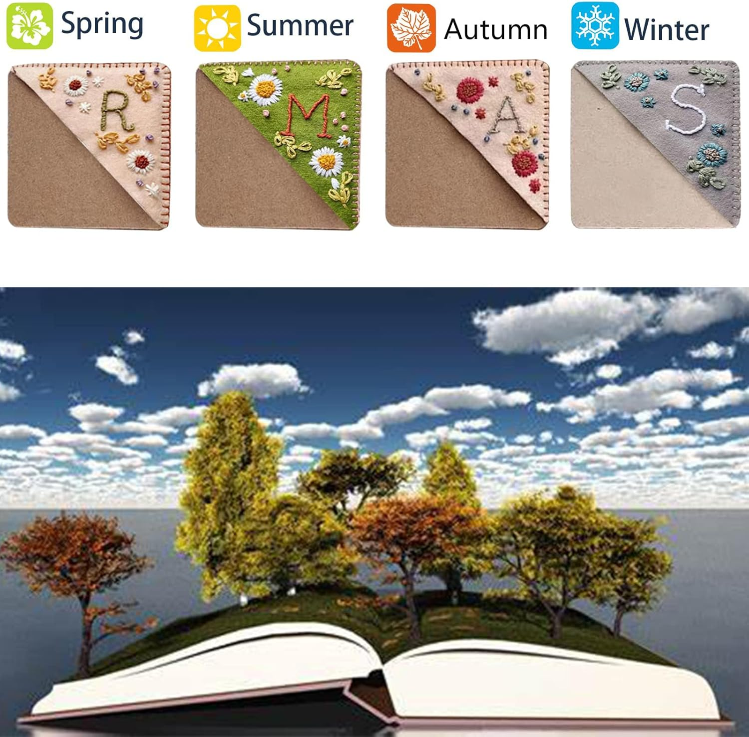 Custom Embroidered Corner Bookmark with Personalized Letters - Perfect for Book Lovers and Thoughtful Gifts (Winter,S) image number 2