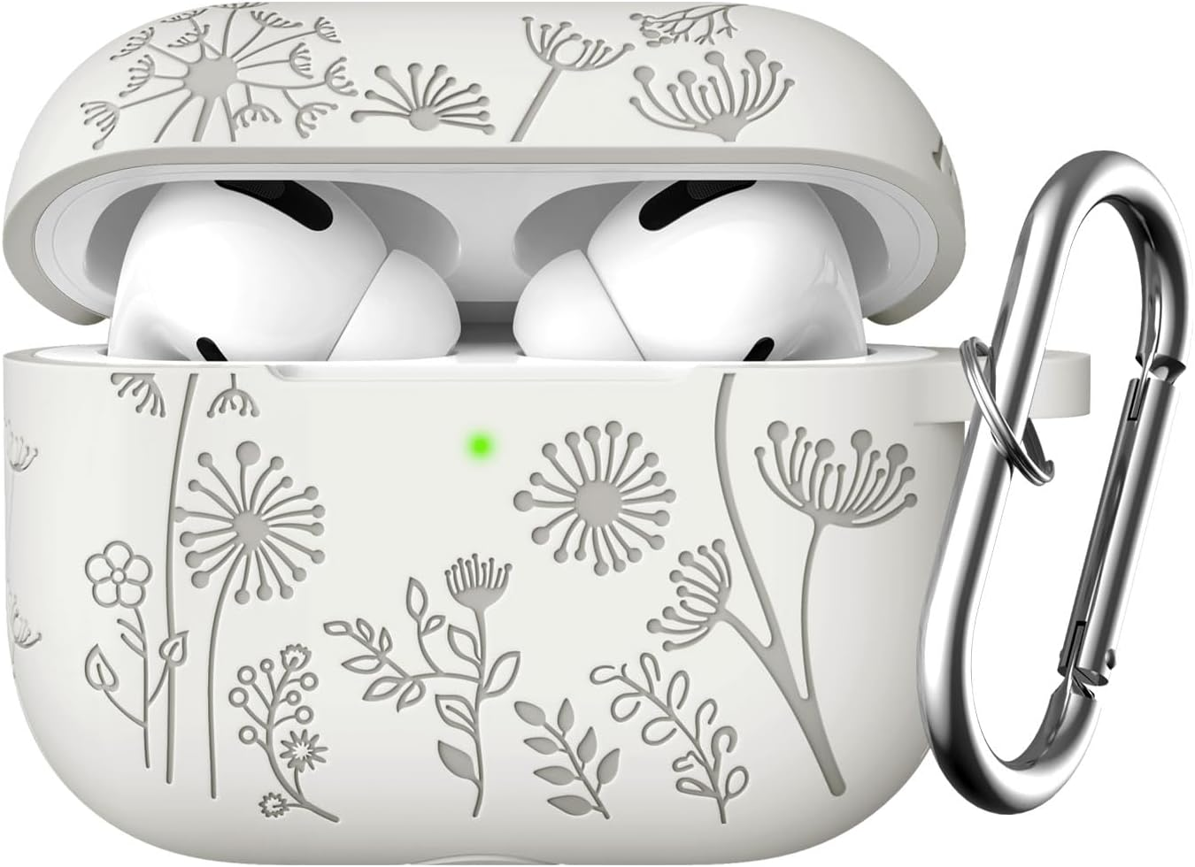 Flower Engraved Case Compatible with Airpods Pro 2 Case Cover & Airpod Pro Case Cover, Cute Soft Silicone Full Protection, for Apple Airpods Pro 2Nd 1St Generation Case Front LED Visible, Pink