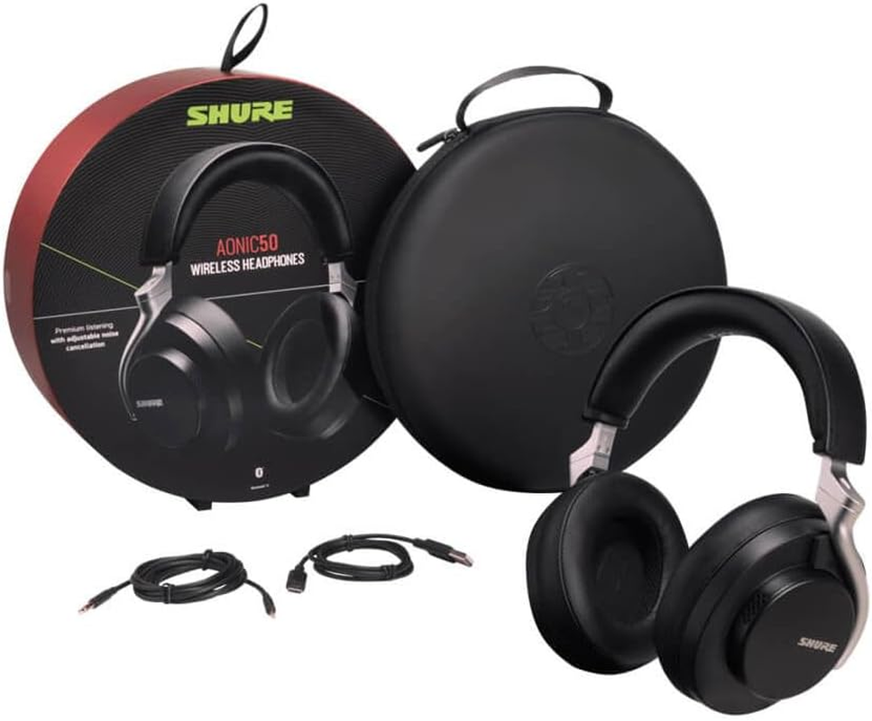 Shure AONIC 50 Wireless Noise Cancelling Headphones, Black - Black image number 2