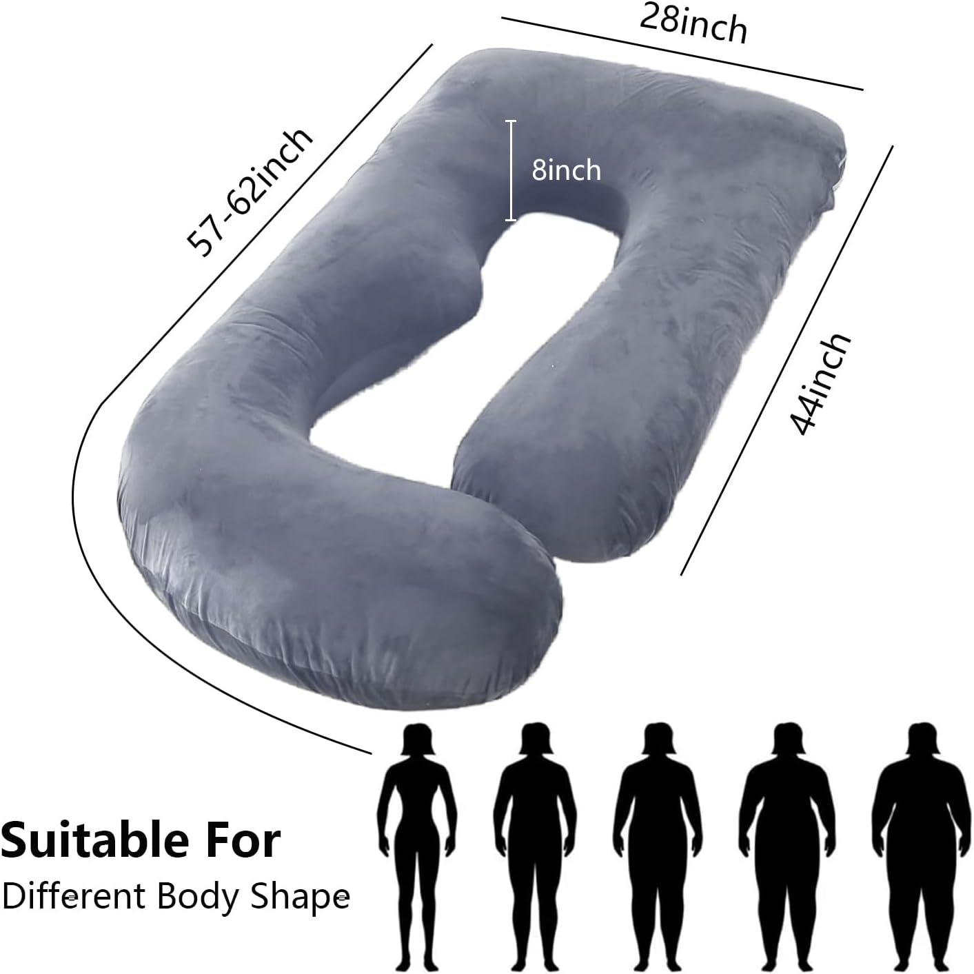 Pregnancy Pillow, J-Shaped Maternity Full Body Pillow for Back, Lumbar, Legs Support, Full Body Pillow for Pregnant Women, Ergonomic Design Long Pillow with Removable Cover