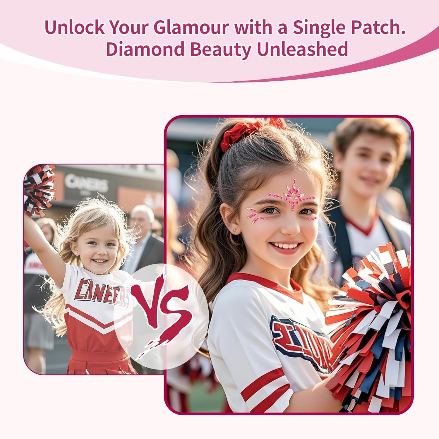 RUIOMII Pack of 2 Glitter Stones Face, Rhinestones Face, Face Tattoo Carnival for Festive Make-Up, Music Festival, Party image number 1