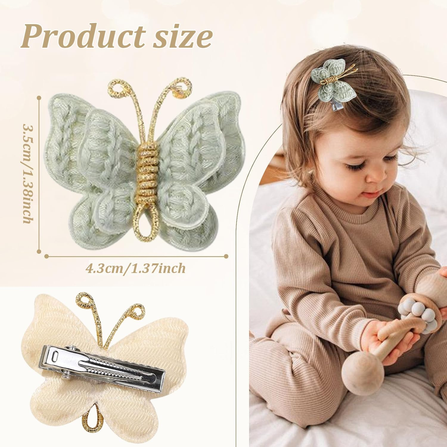 Xinghonyac 12 Pcs Butterfly Hair Clips, Soft Wool Barrettes for Girls, Handmade Butterfly Flower Hair Accessories for Thin & Thick Hair, Bow-Adorned Barrettes image number 4