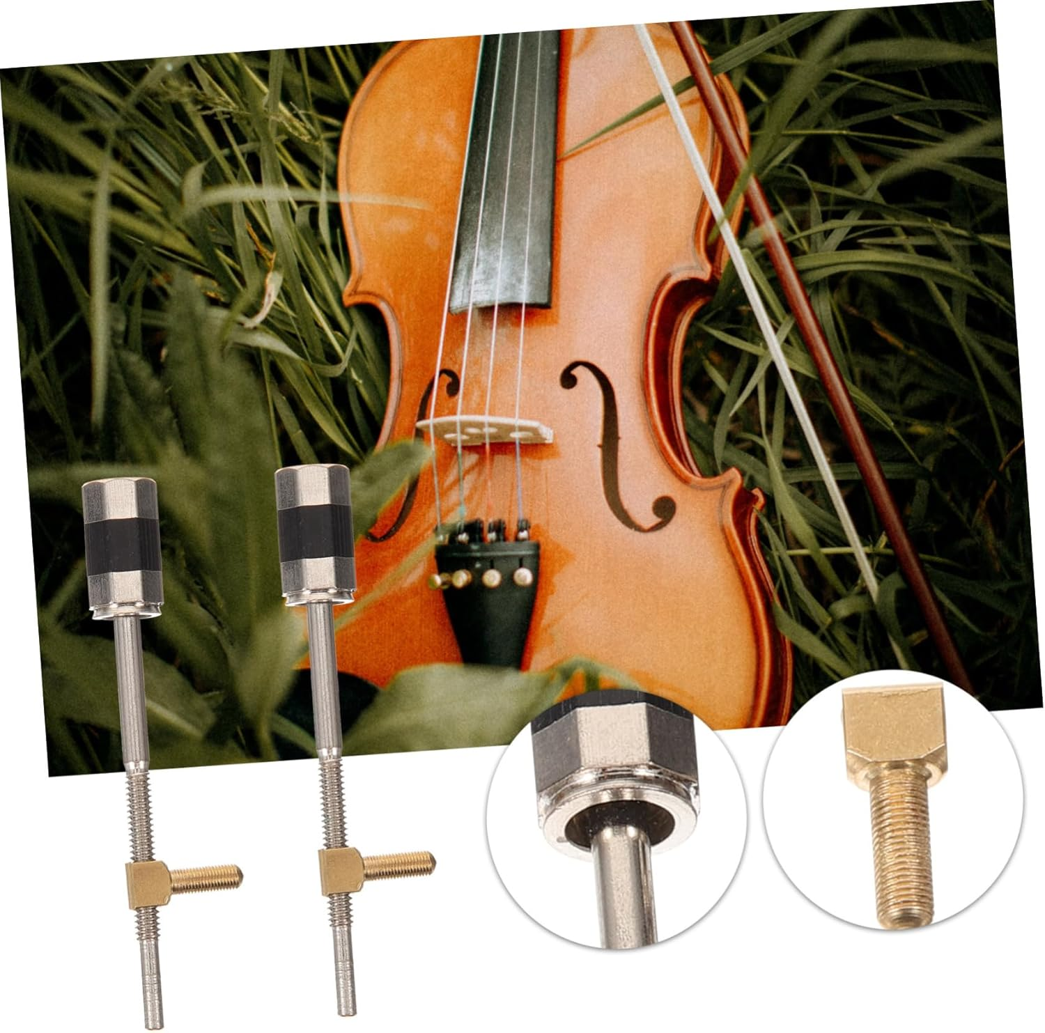 2Pcs 4/4 Violin Bow Frog Screws White Copper Violin Bow Parts Replacement Accessories for Student and Professional String Instrument