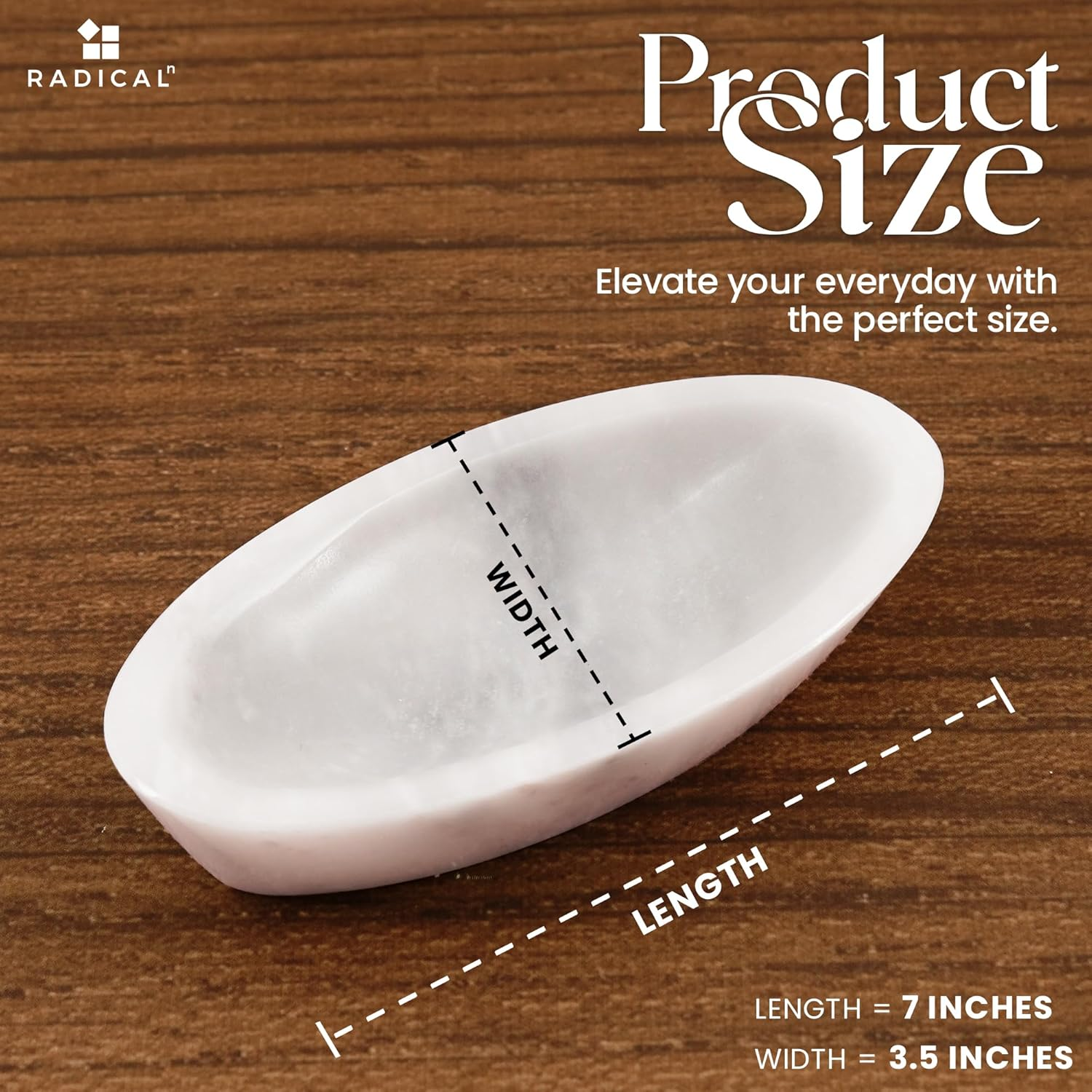 Radicaln Marble Jewelry Tray White 18 Cm Handmade - Aesthetic Room Decor -Jewelry Holder & Organizer - Trinket Dish Tray for Earrings & Rings Display image number 1