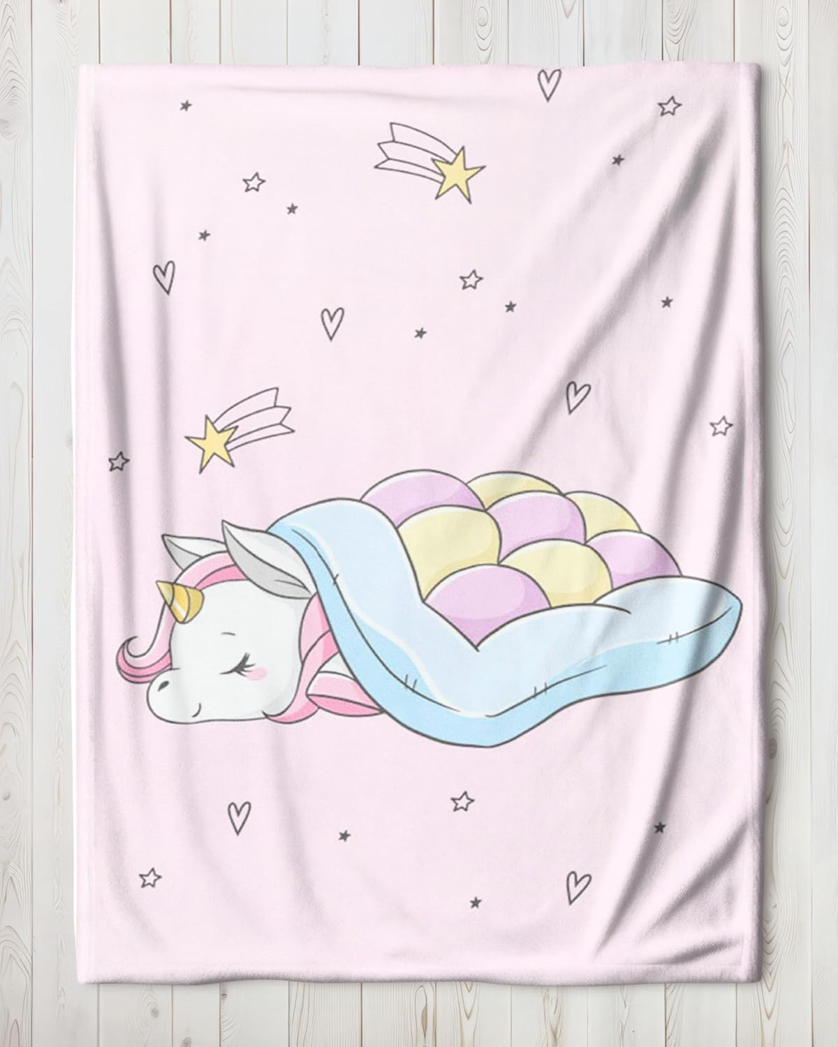Mtonlinehandel Unicorn Blanket 150 X 200 Cm ☆ Fleece Blanket Fluffy in Pink Unicorn Cuddly Blanket for Children, Girls, Teenagers ☆ Cuddly Blanket Rainbow ☆ Throw Matching Bed Linen image number 1