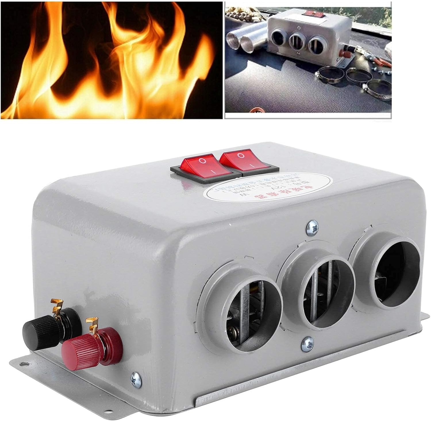 Akozon 12V Compact Car Heater 3 Hole 600W?800W Winter Fast Heating Warmer Frost Removing Low Noise image number 5