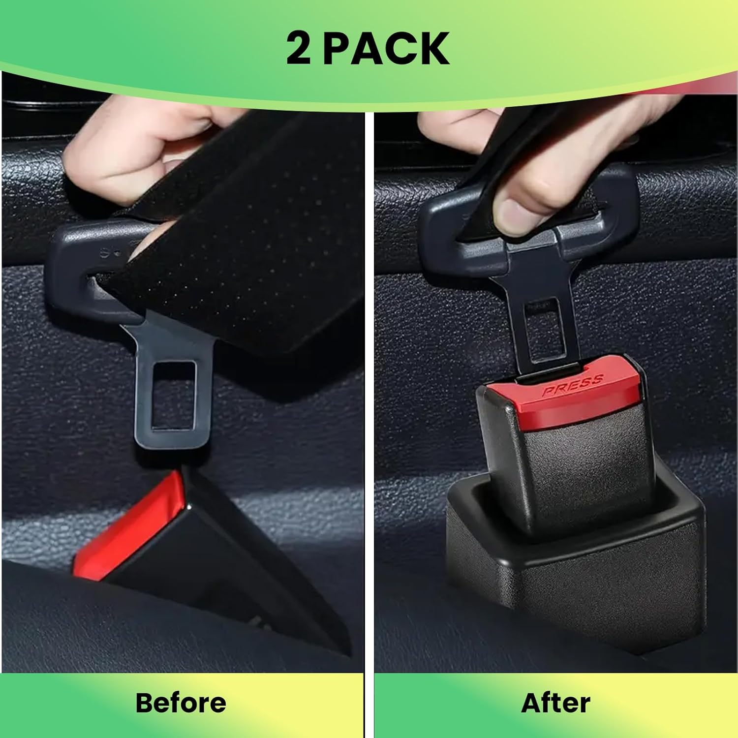 Seat Belt Buckle Holder, 2 Pcs Seat Belt Holder, Silicone Easy Access Vehicle Seatbelt Booster, Buckle Extender for Kids Car Accessories, Suitable for Most Car Models(Black) image number 5