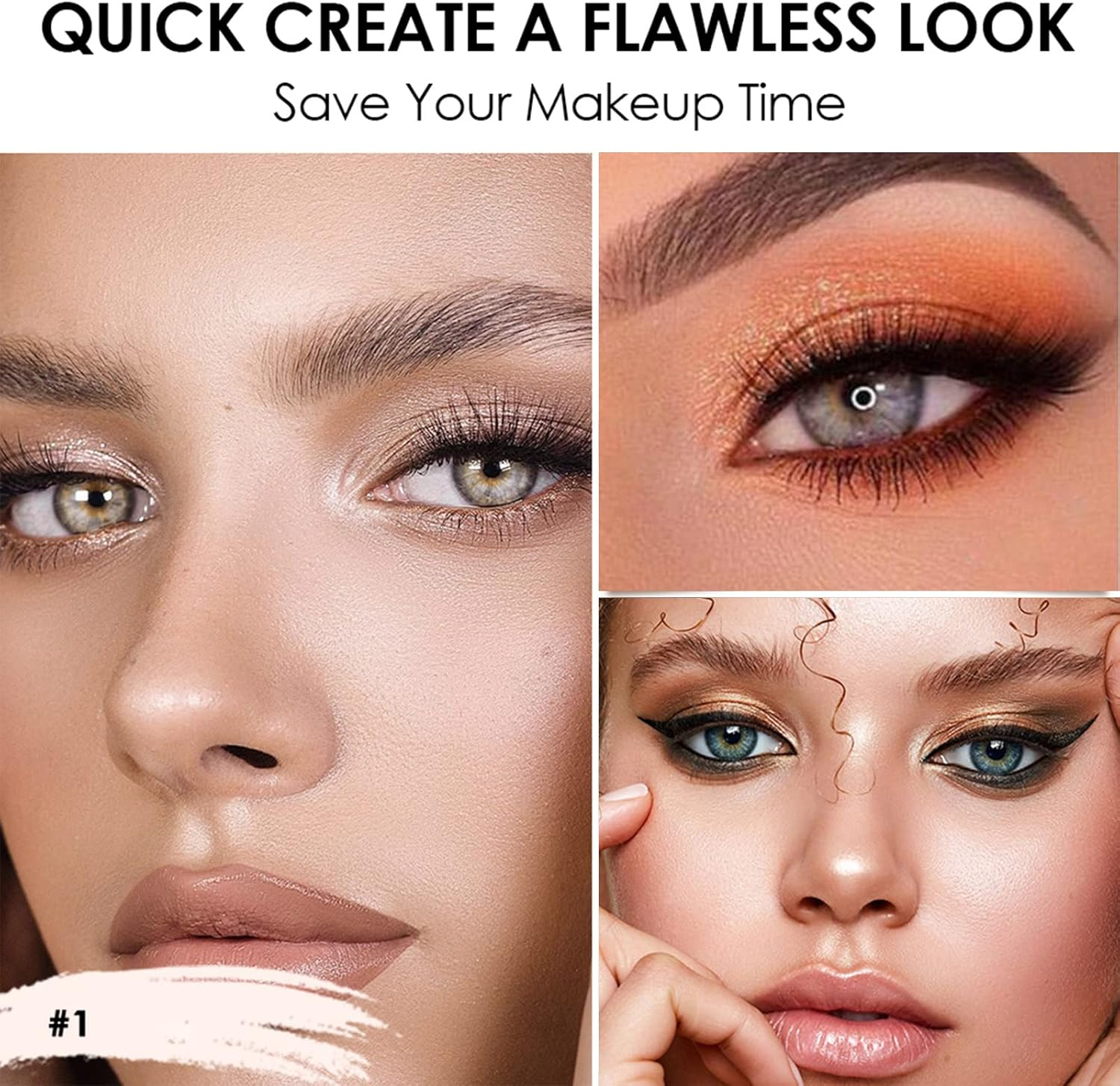 VERONNI Eyeshadow Stick, 3PCS Creamy Shimmer Eye Shadow Stick Set , Waterproof Long Lasting save Makeup Time Eye Pencil with Soft Smudger (3PCS SET 01) image number 3