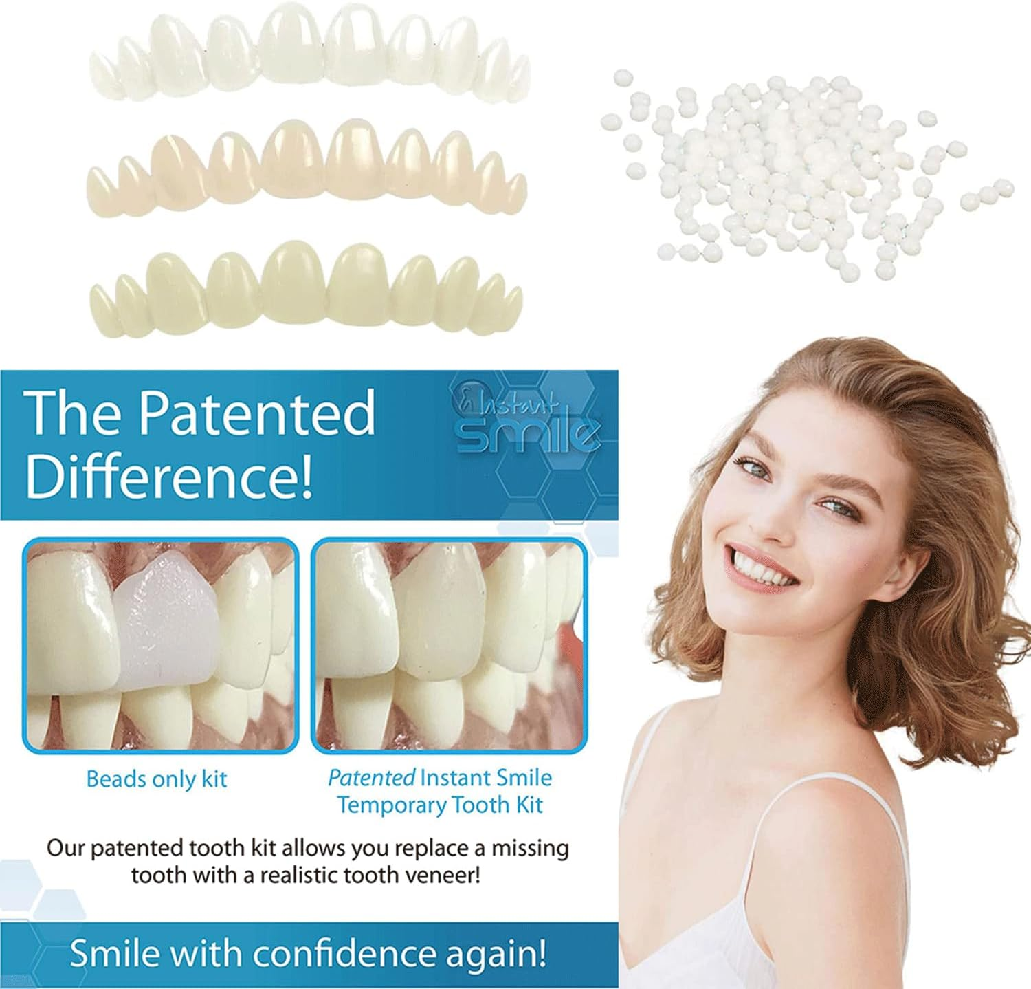 BJDTY DIY Denture Combinations, Making Partial Dentures and Full Dentures Kit DIY Simulation Practice Making Denture Combinations, Equipped with Tool Kit and Temporary Teeth (Dental Wax+White) image number 2