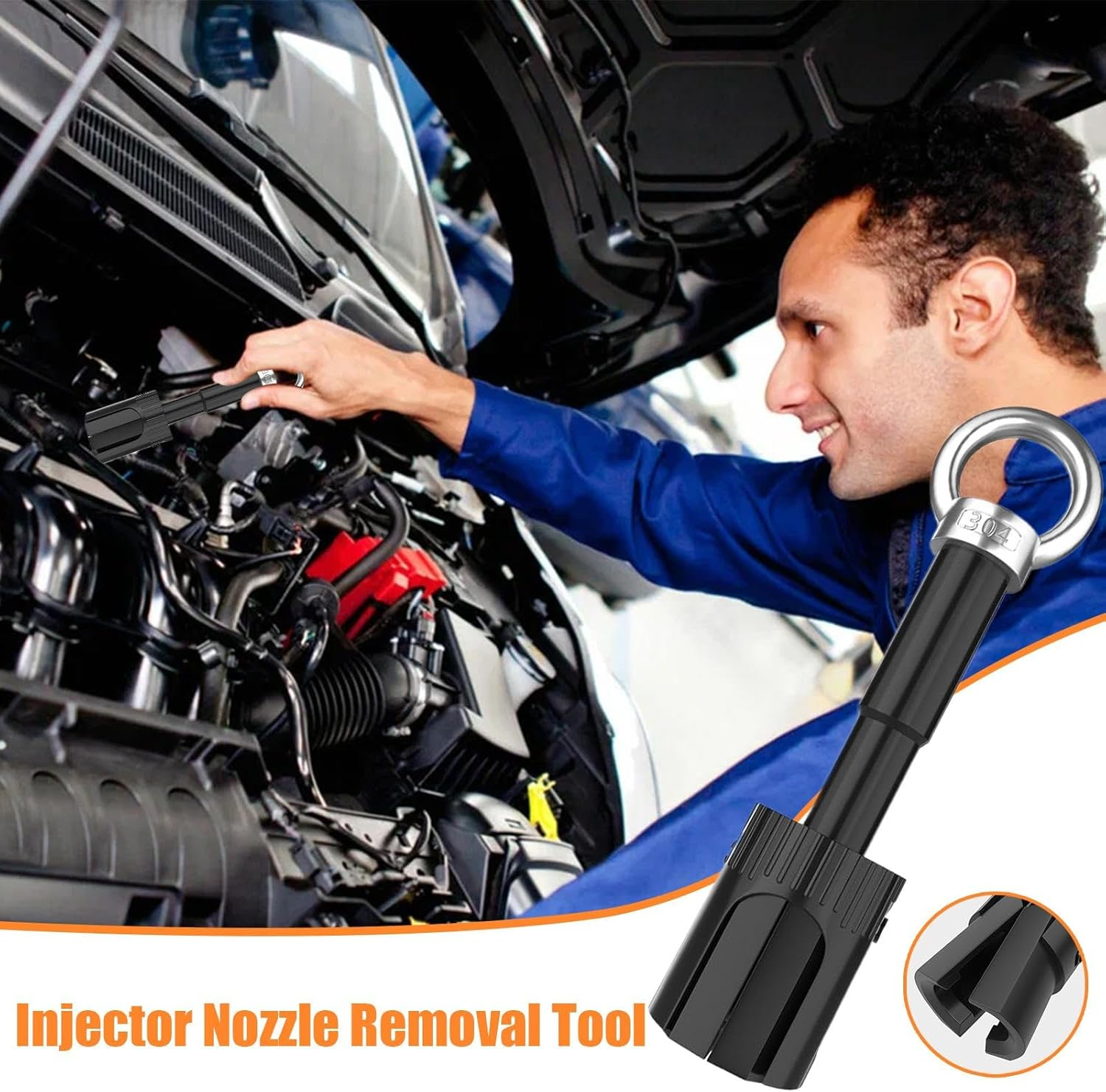 Iouyjiu Oil Injector Removal Tool, Install and Remove Extractor Tool, Engines Replacement Parts, Stable Auto Truck Extractor with Large Opening, Heavy-Duty Mechanic Equipment, 1 Piece image number 6