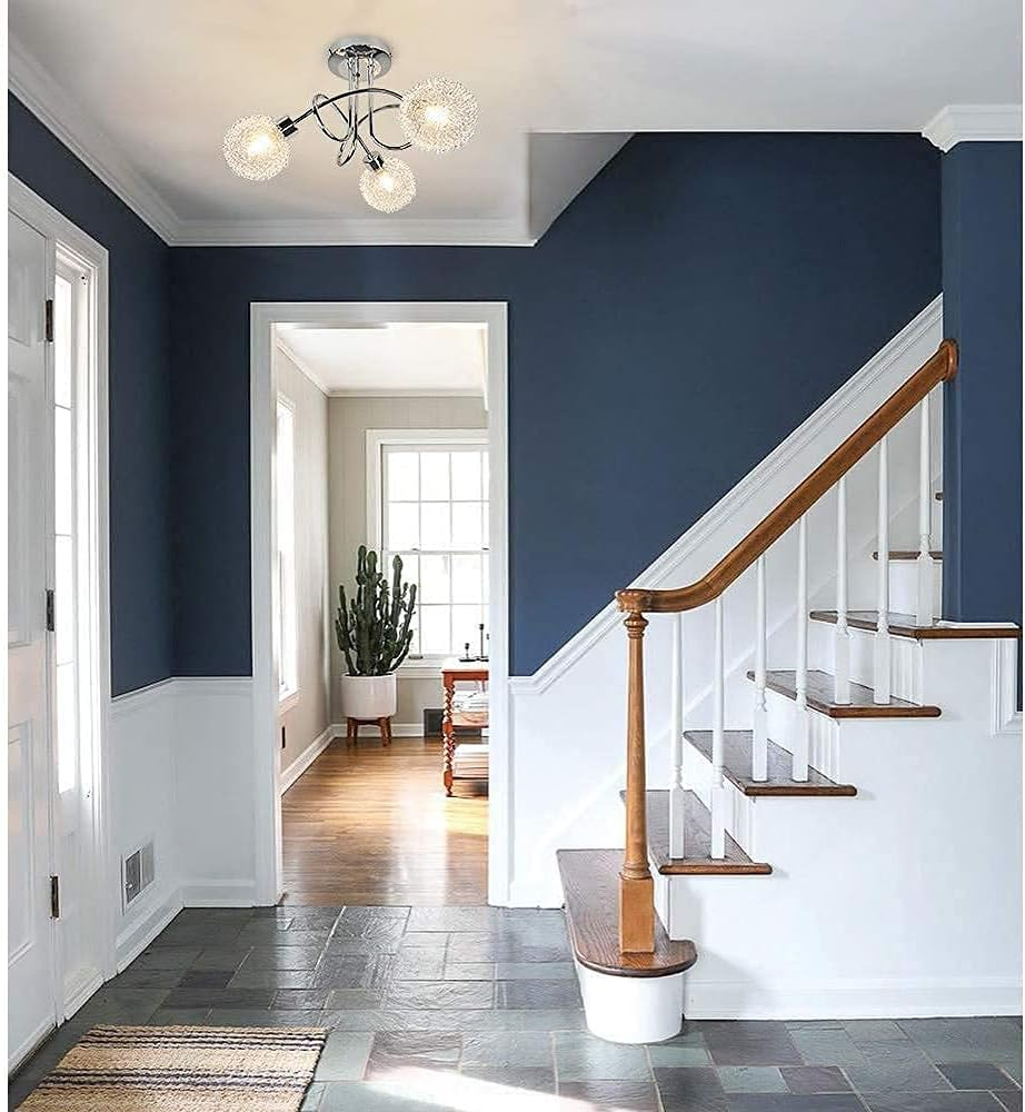 Depuley Modern 3-Light Semi Flush Mount Ceiling Light Fixture, Contemporary Globe Ceiling Lamp with Glass Shade, Elegant Chandelier for Bedroom, Kitchen, Hallway, Dining Room Lighting, G9 Base image number 1