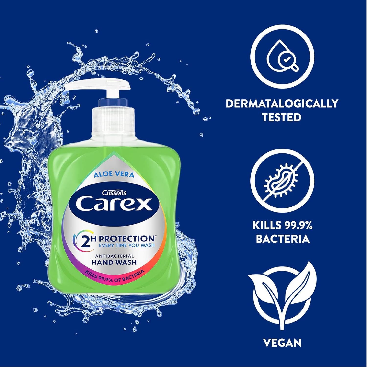 Carex Dermacare Aloe Vera Antibacterial Hand Wash Pack of 6, Cleansing Hand Soap That'S Gentle and Protects Hands, Antibacterial Soap with Added Moisturisers, Aloe Vera Soap, 250 Ml (Pack of 6) image number 2