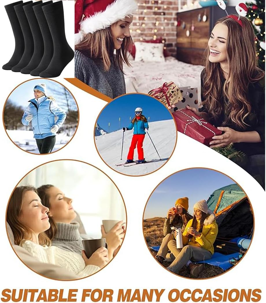 Idopick 5 Pairs Socks Thermal Thick Winter Warm Cozy Hiking Work Boot Socks for Outdoor & Everyday Wear Christmas Gift image number 3