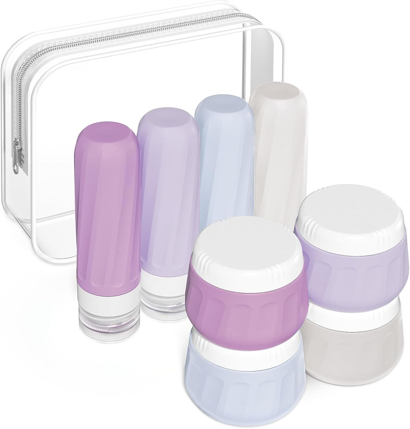 Mrsdry Travel Bottles for Toiletries 8 Pack, Travel Size Toiletries, Tsa Approved Travel Size Containers 3Oz, with Travel Essentials Clear Bag, Leak Proof Silicone Squeezable Creams Jars image number 6