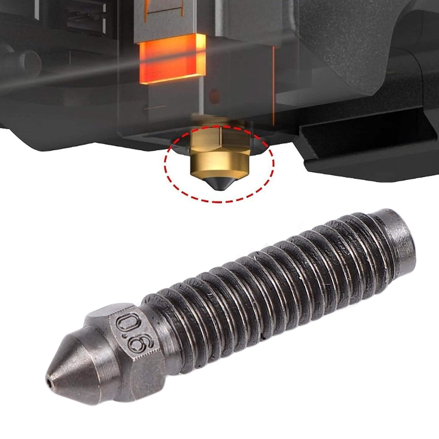 2Pcs 3D Printer Nozzle, Hardened Steel Extruder Carbon 0.6Mm Nozzle for ELEGOO with High Temperature Abrasion Proof image number 1