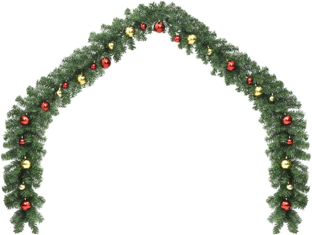 Christmas Garland Decorated with Baubles and LED Lights 10 M image number 2