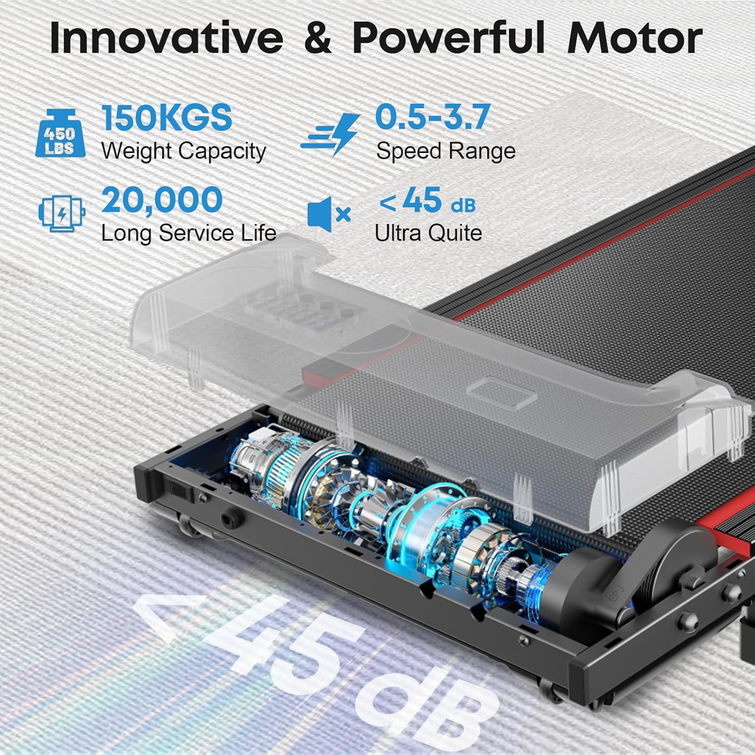 Incline Walking Pad Treadmill, Walking Pad with Incline, 300 Lbs under Desk Treadmills for Home Office, Portable Treadmill with LED Display image number 6
