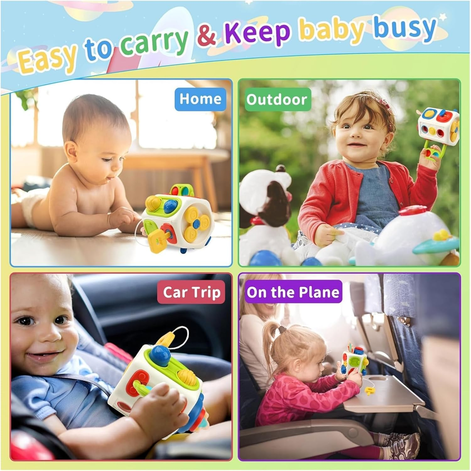 Busy Cube for Toddlers 1-3, Montessori Toys for 1 Year Old Sensory Activities Busy Board,Baby Gifts for 6 to 18 Months 1 2 One Year Old Infant Boys Girls,Fidget Busy Board Learning Toys image number 1
