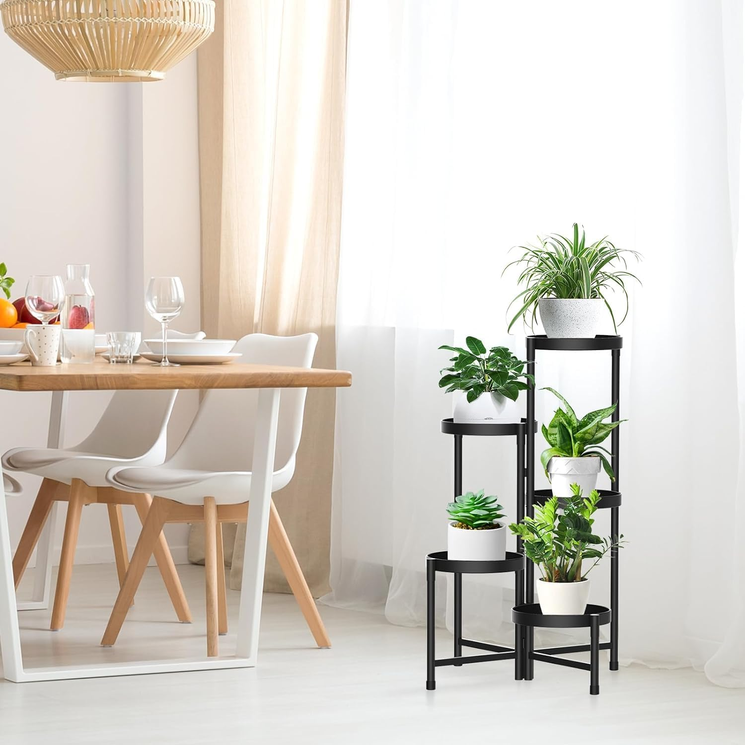 5 Tier Metal Plant Stand Indoor Outdoor, Foldable Corner Tall Plant Stands for Plants Multiple, Tiered Plant Shelf Flower Pot Holder Display Rack for Patio Garden Balcony Living Room image number 3